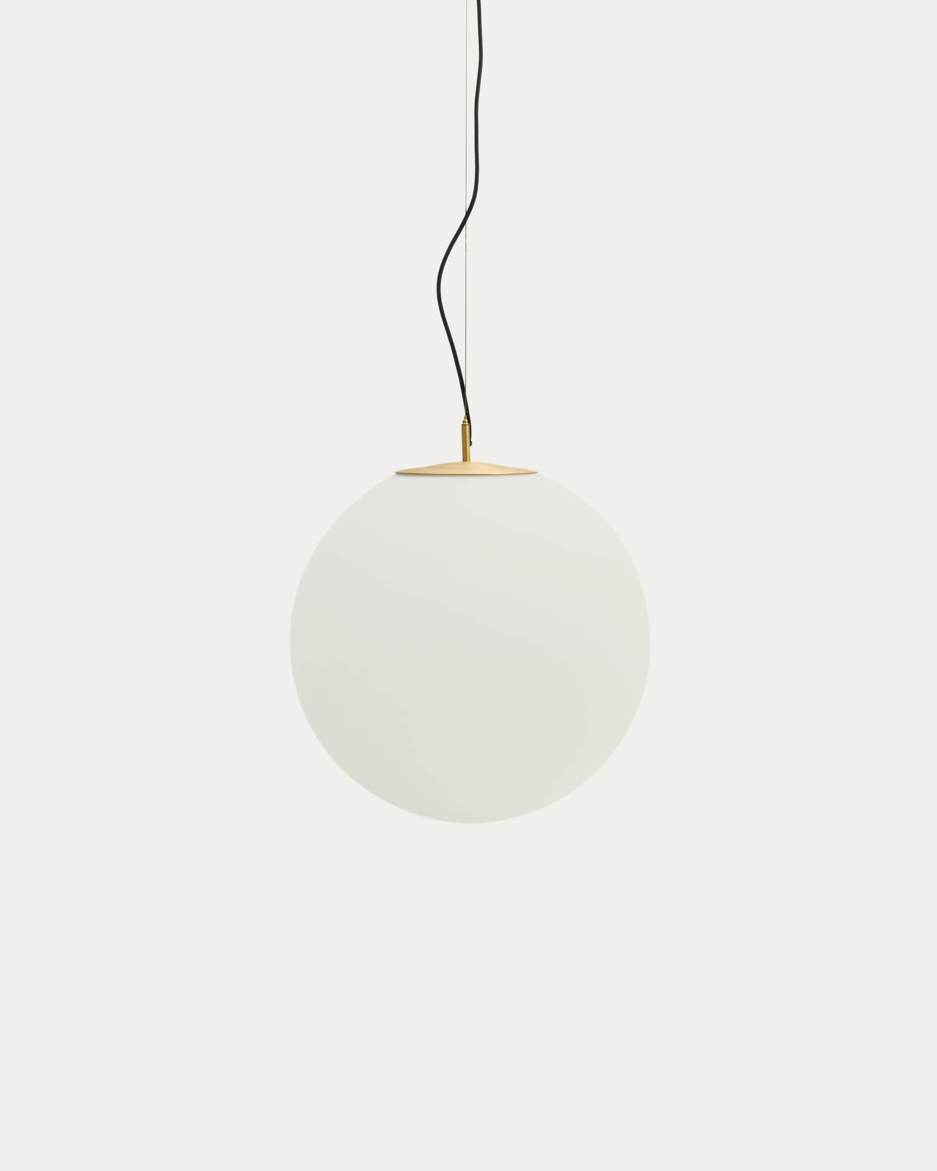 Brisia metal ceiling lamp with brushed brass finish and 1 frosted glass ball Ø50cm