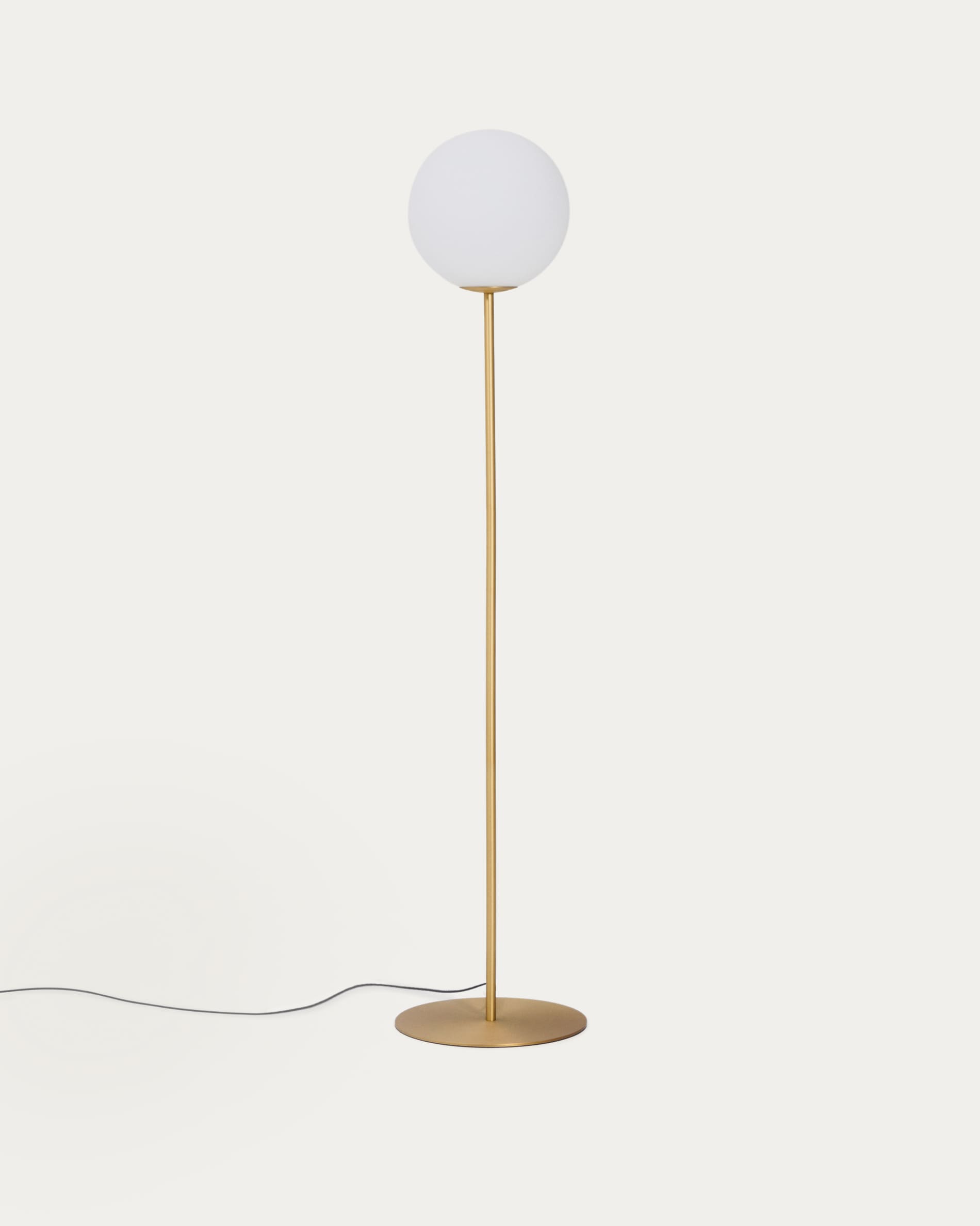 Brisia metal floor lamp with brushed brass finish and 1 frosted glass ball Ø30cm