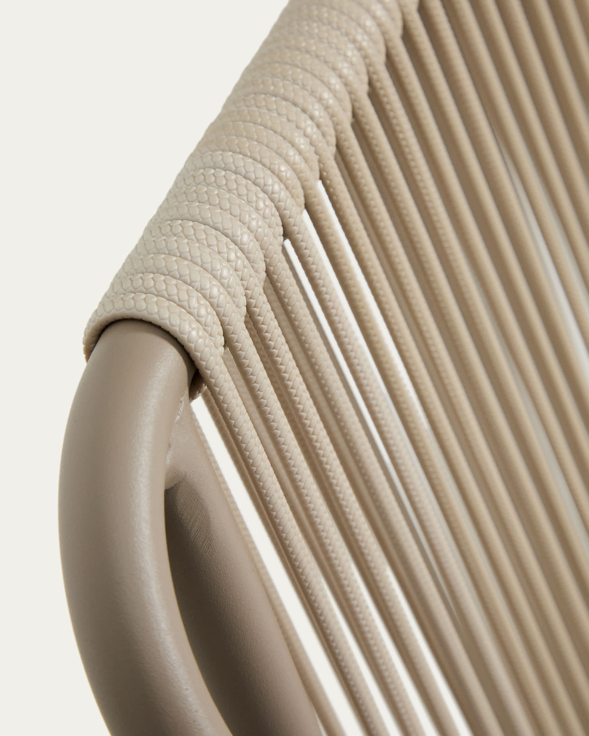 Zivia stackable outdoor chair in ecru rope cord and taupe galvanised steel