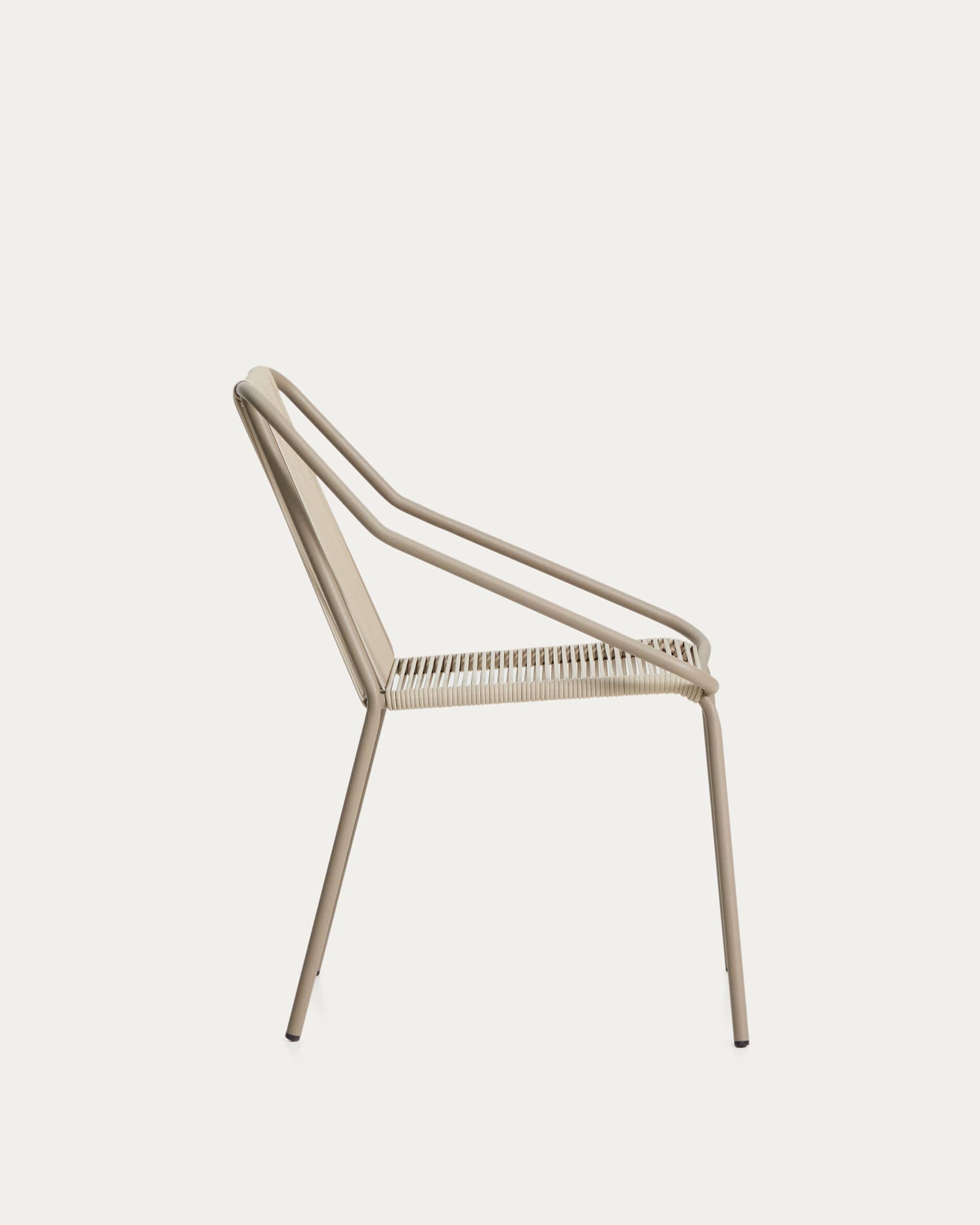 Zivia stackable outdoor chair in ecru rope cord and taupe galvanised steel