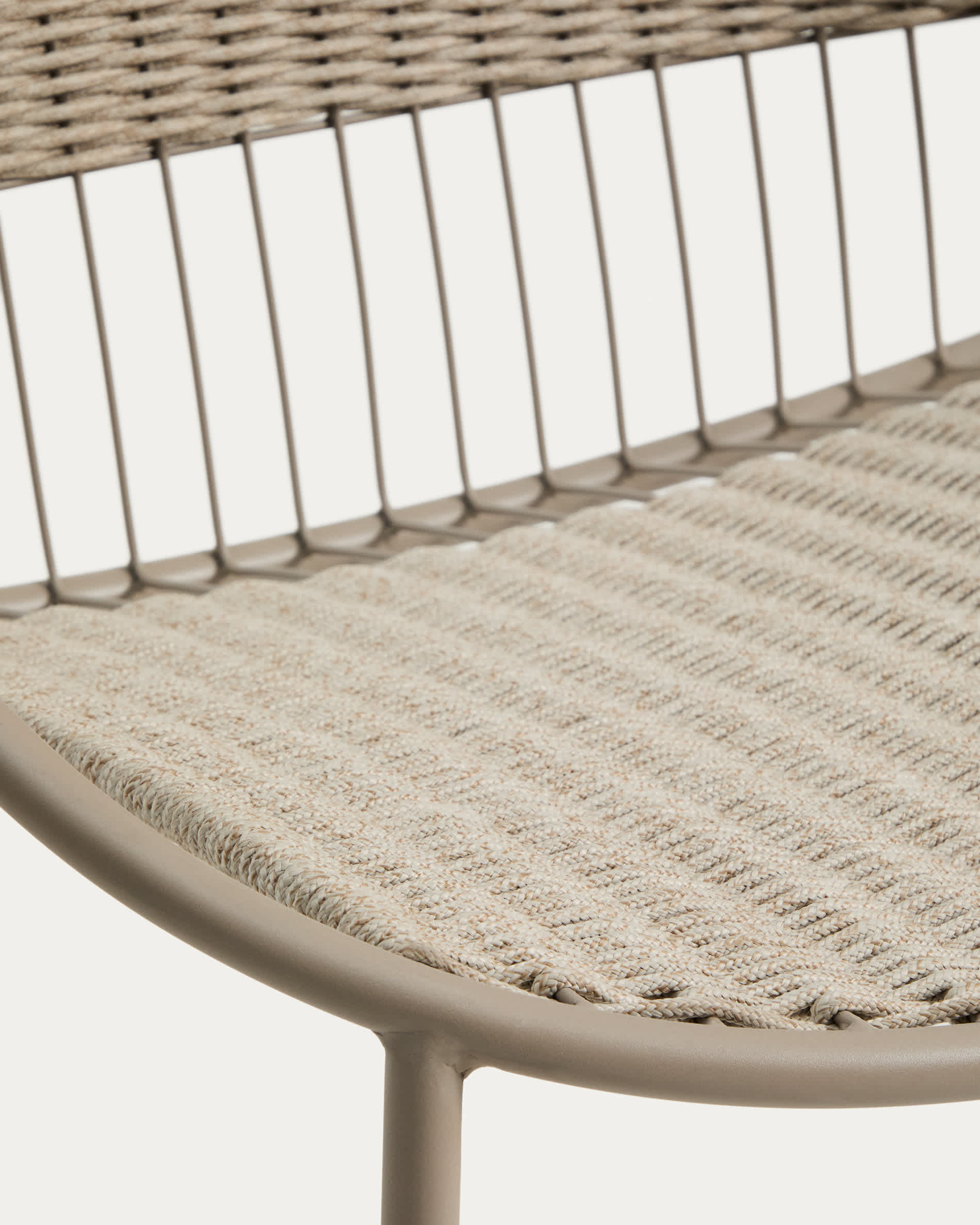 Stackable Atrani armchair in galvanized steel and taupe rope