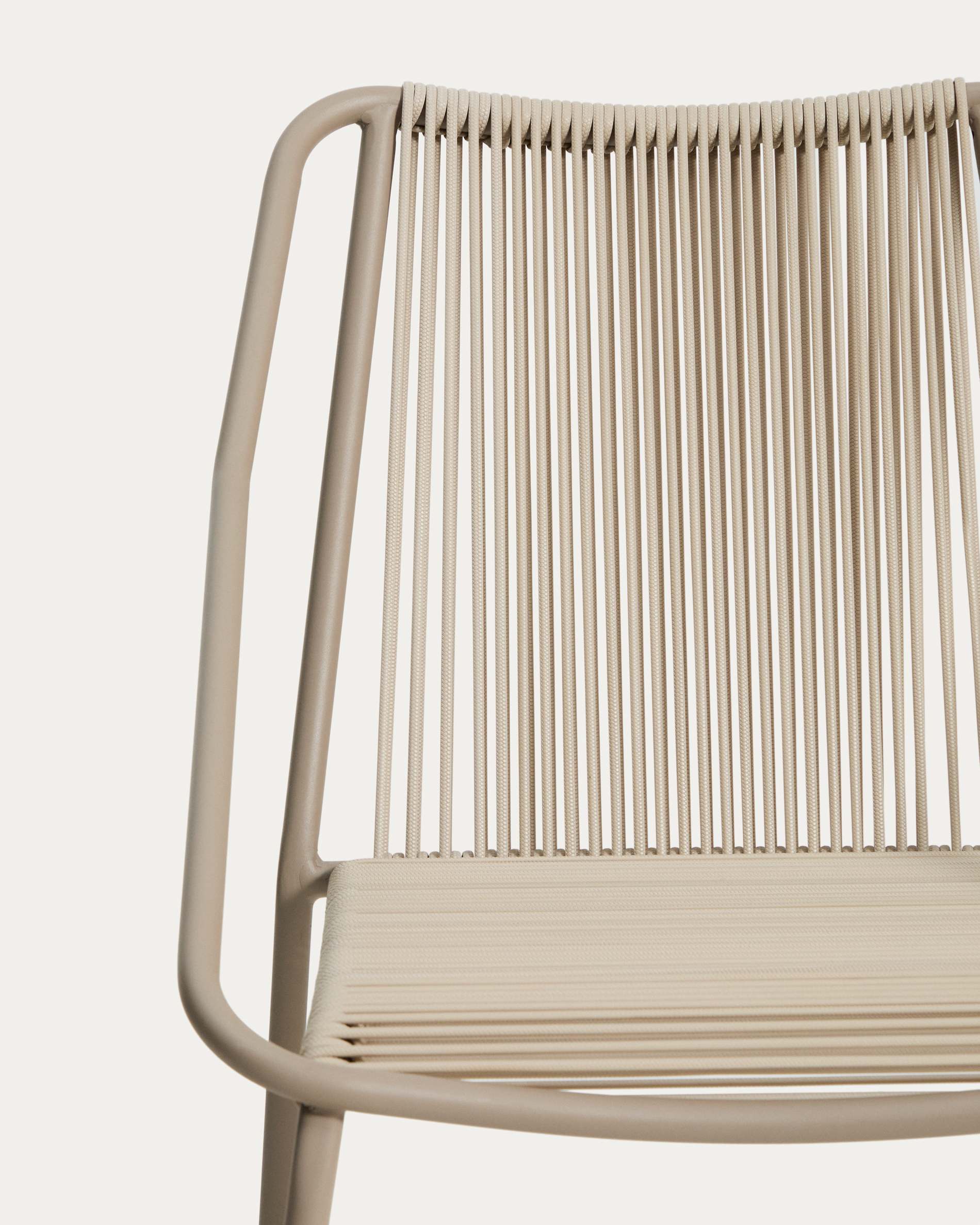 Zivia stackable outdoor chair in ecru rope cord and taupe galvanised steel