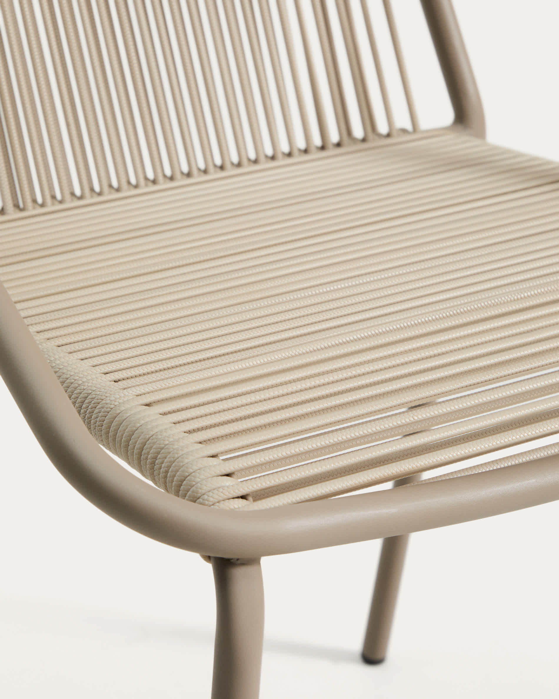 Zivia stackable outdoor chair in ecru rope cord and taupe galvanised steel