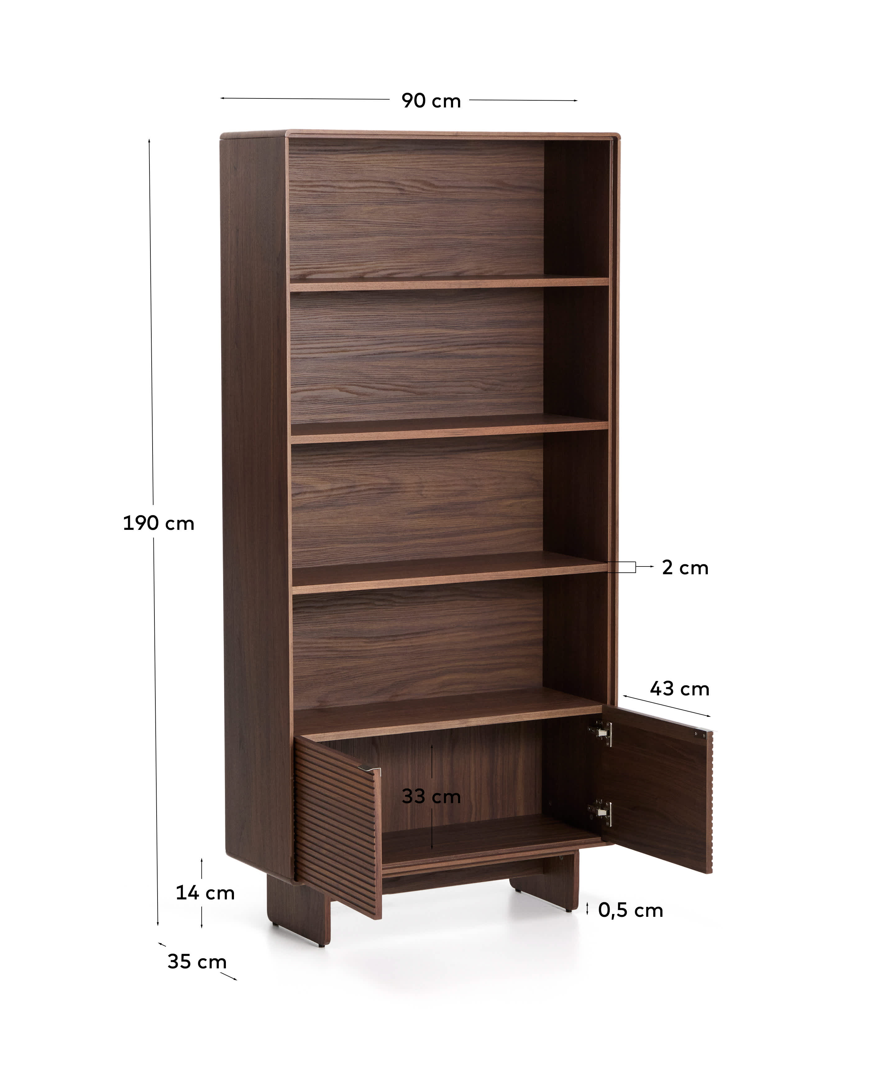 Norlen shelving unit in walnut veneer FSC Mix Credit 90 x 190 cm