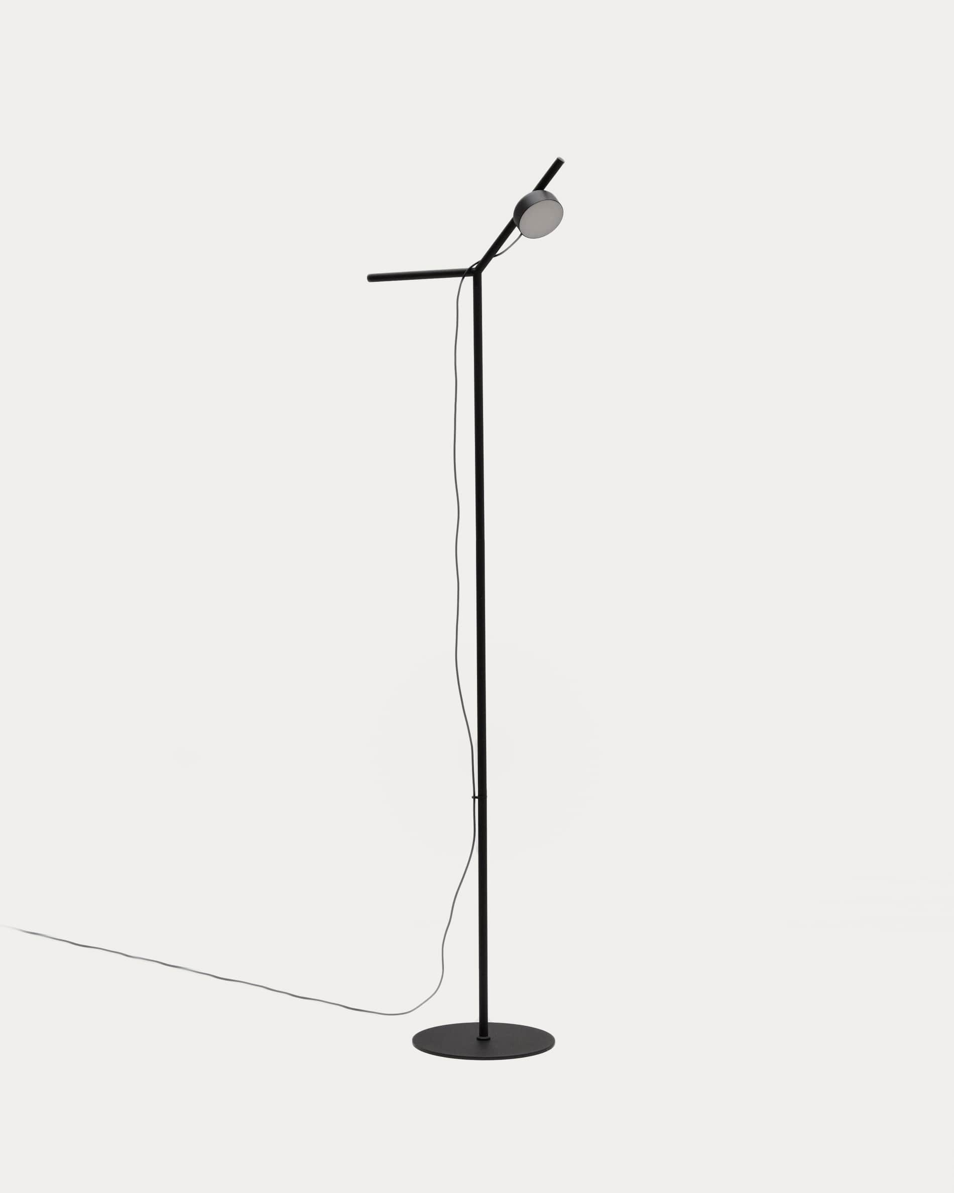 Orey black metal floor lamp with multi-position spotlight