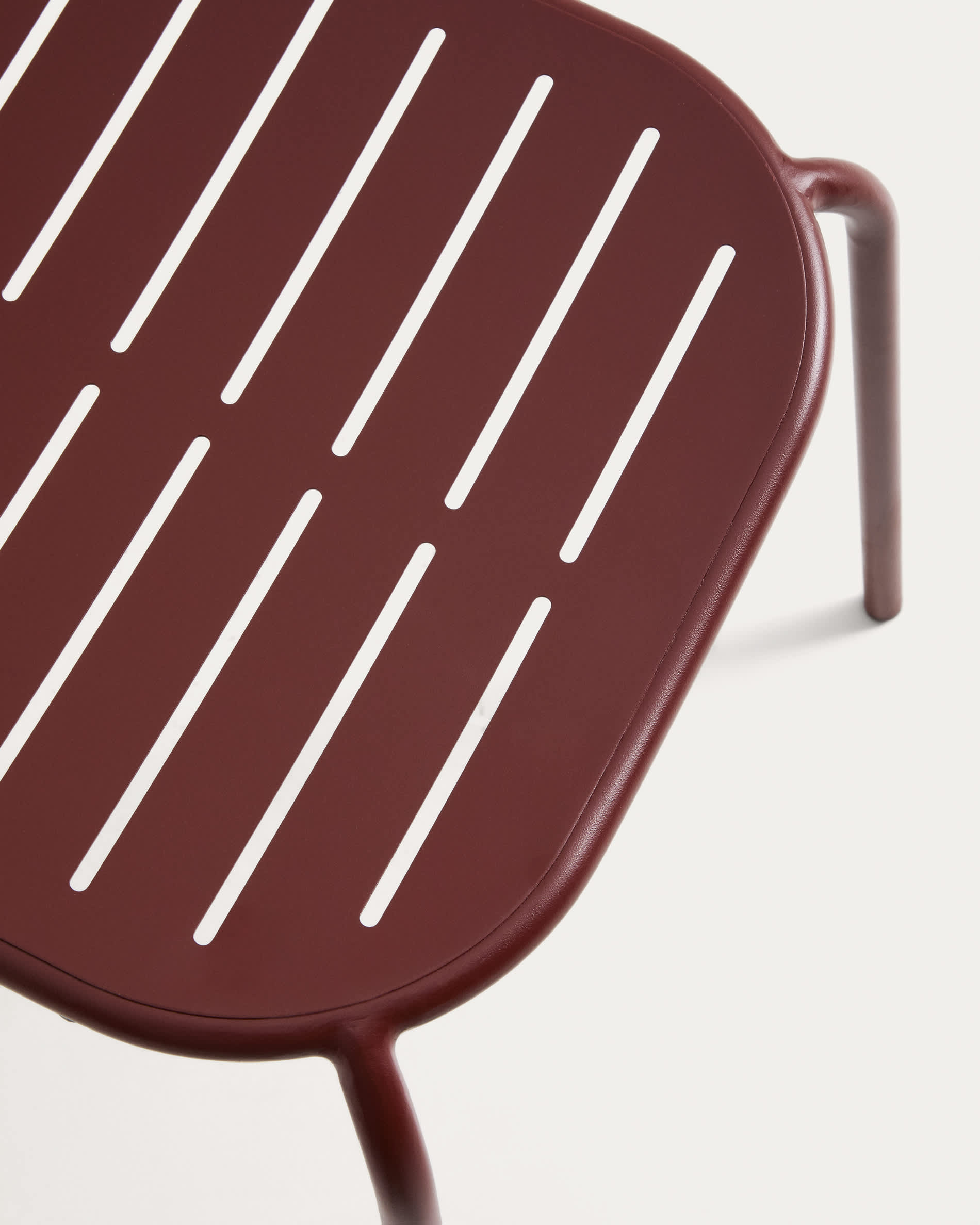 Brai stackable outdoor chair in burgundy galvanised steel