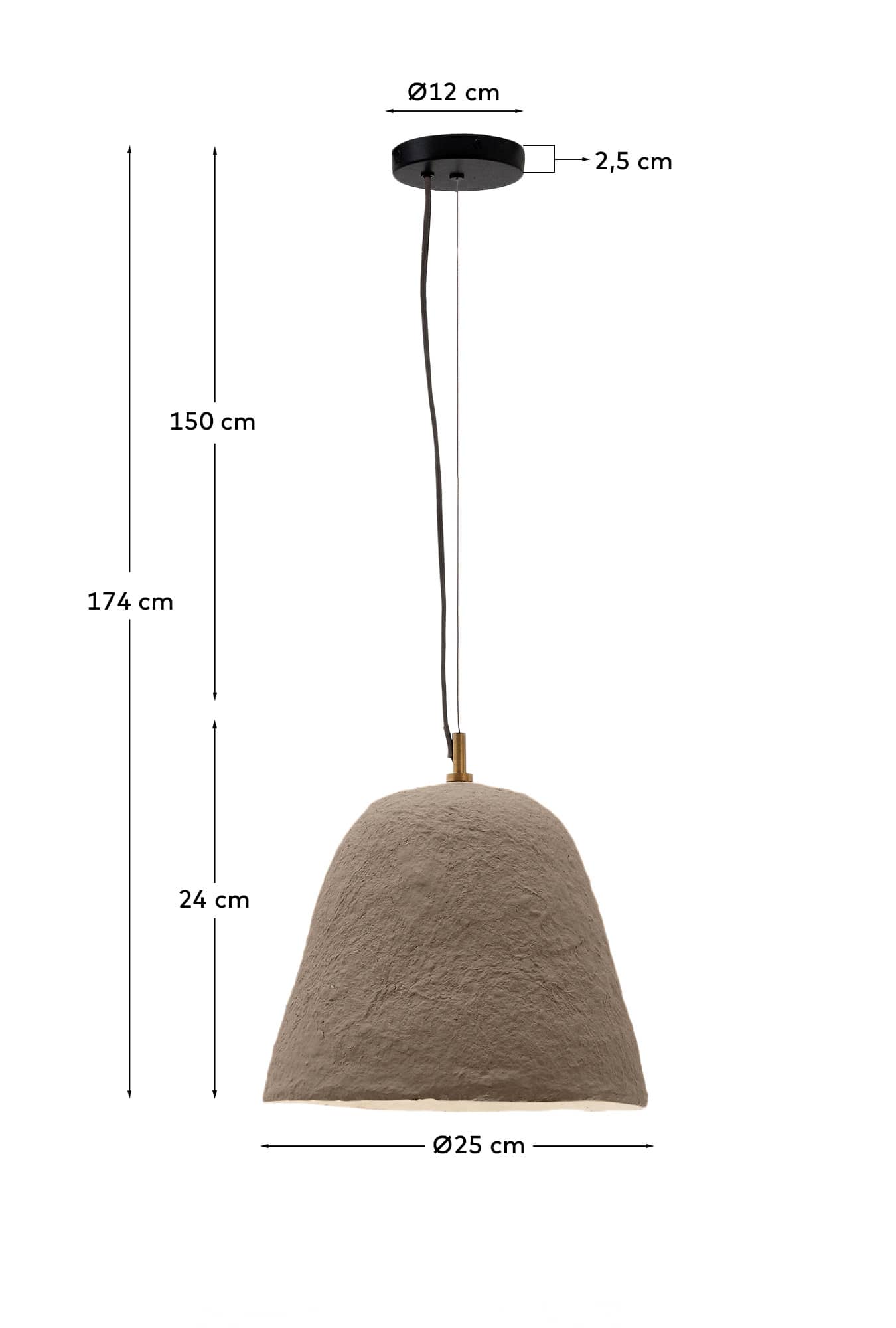 Lisora ceiling lamp in brown papier-mâché Ø25cm