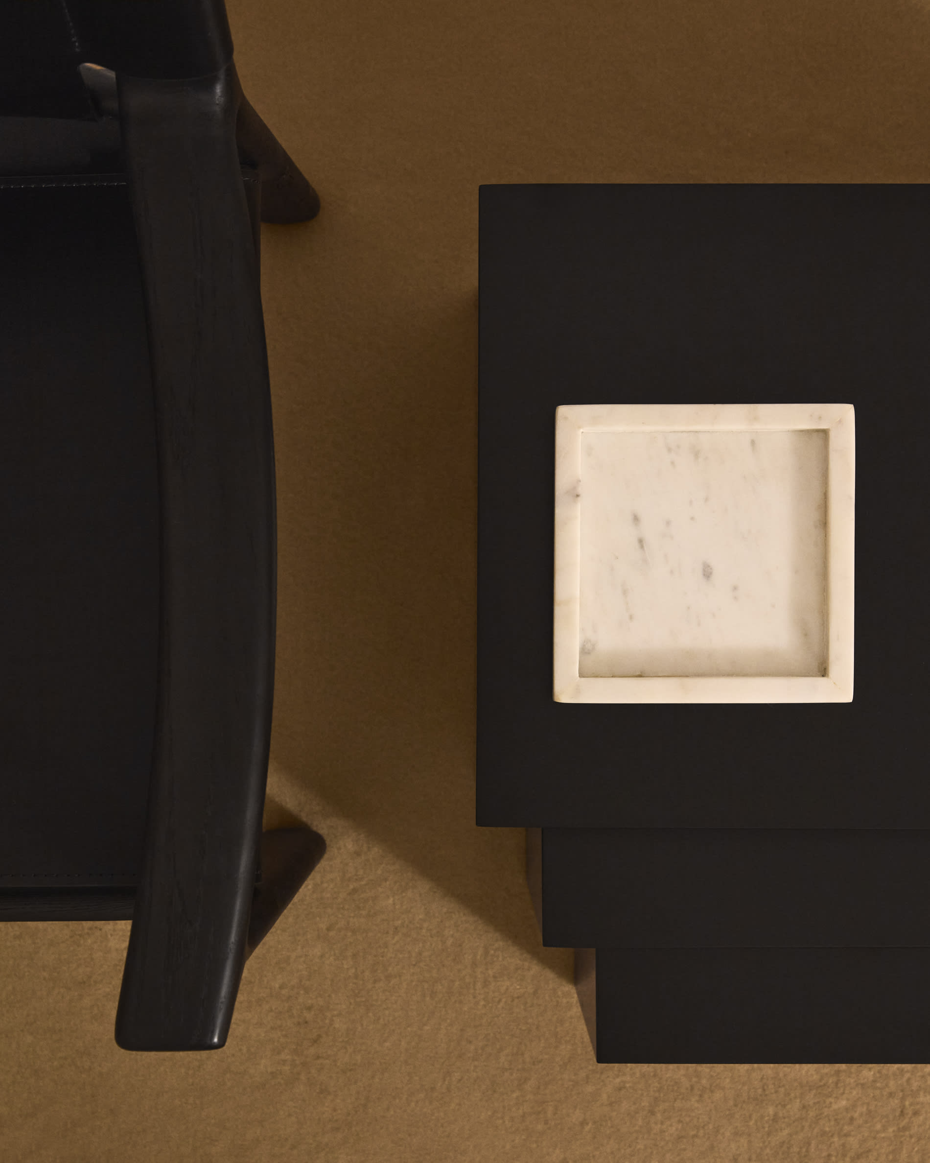 Litto set of 3 black, lacquered MDF nesting tables 60 x 40 / 51 x 36 / 42 x 31 cm