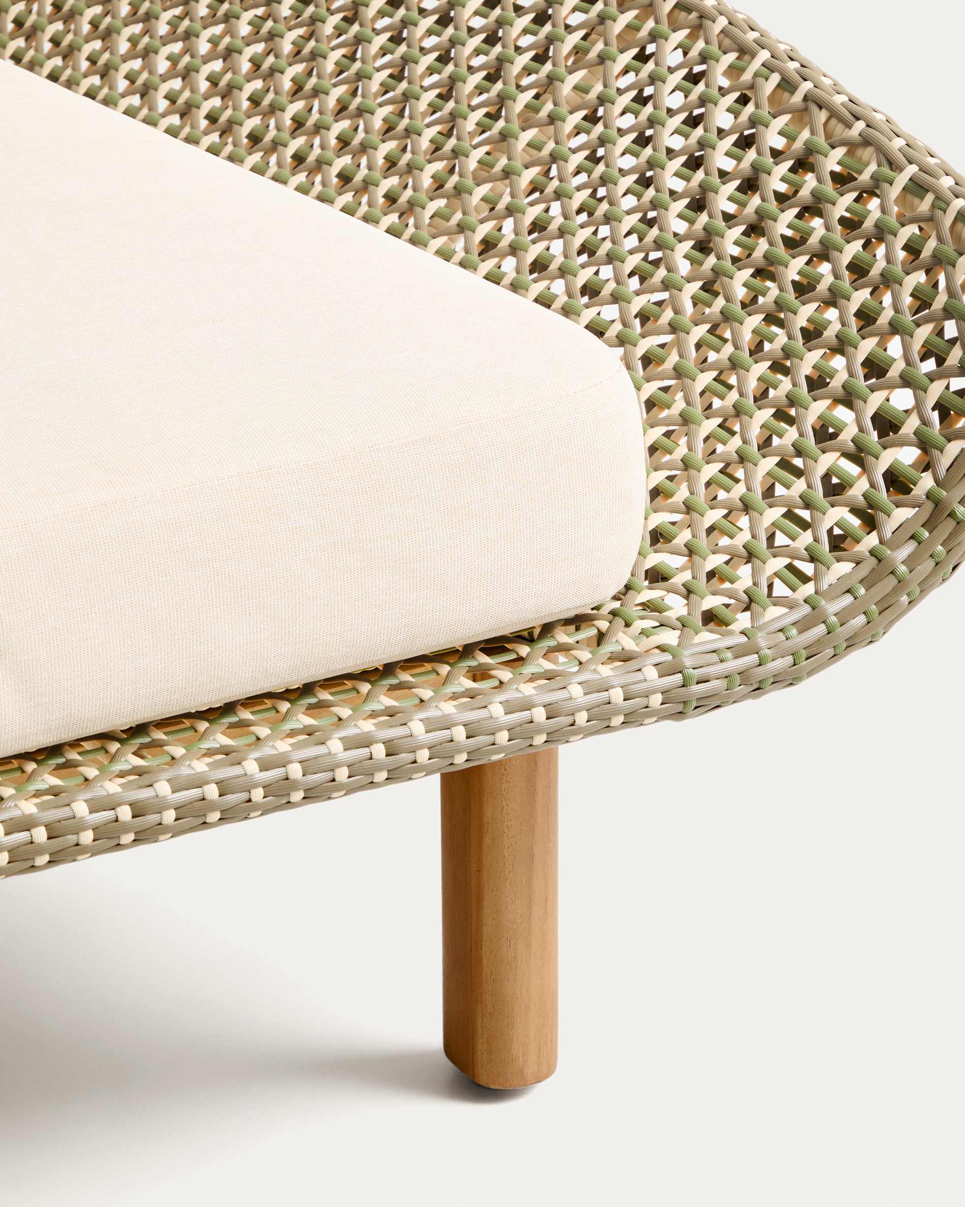 Olbia double sun lounger in synthetic rattan and FSC 100% solid teak wood