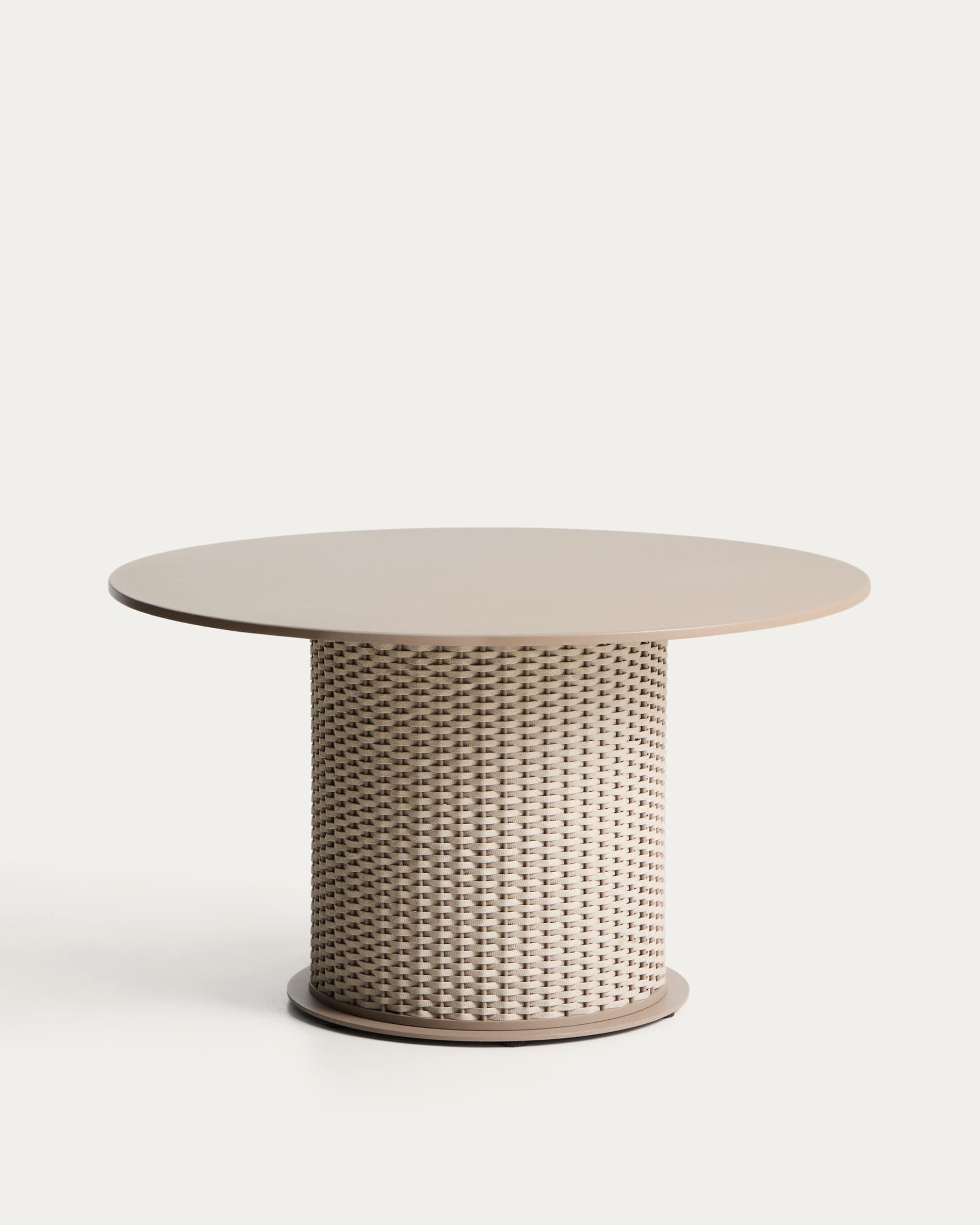 Sedalis taupe outdoor table in aluminium and rope cord Ø135cm