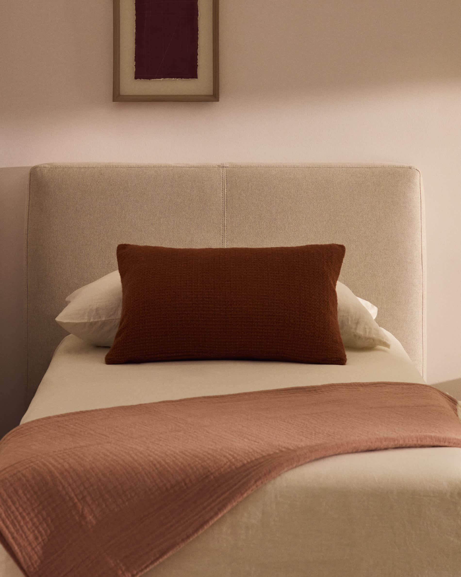 Blok ecru headboard with removable cover for bed up to 90cm