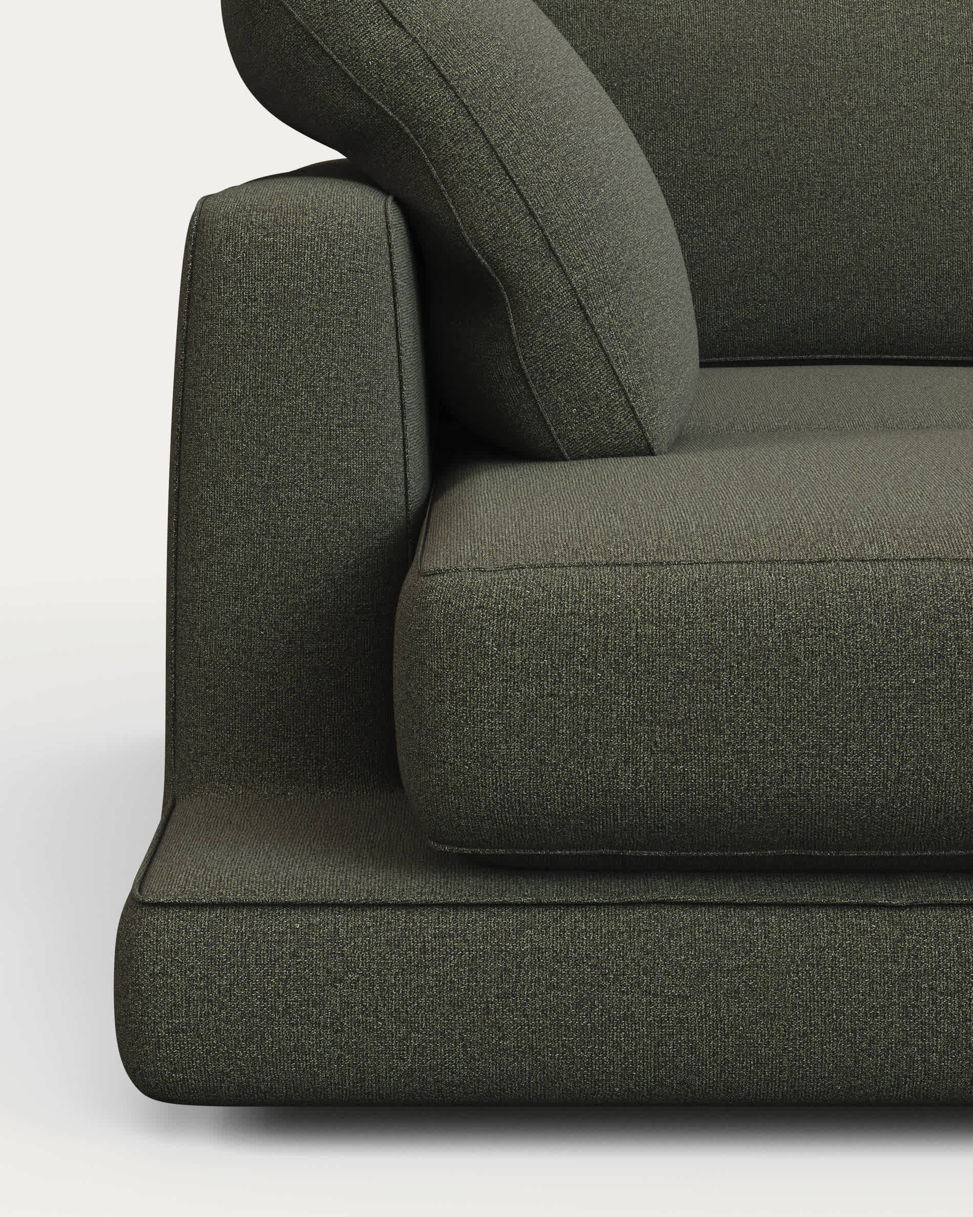 Gala 4-seater sofa with left-hand chaise longue in dark green chenille FSC Mix Credit 300 cm