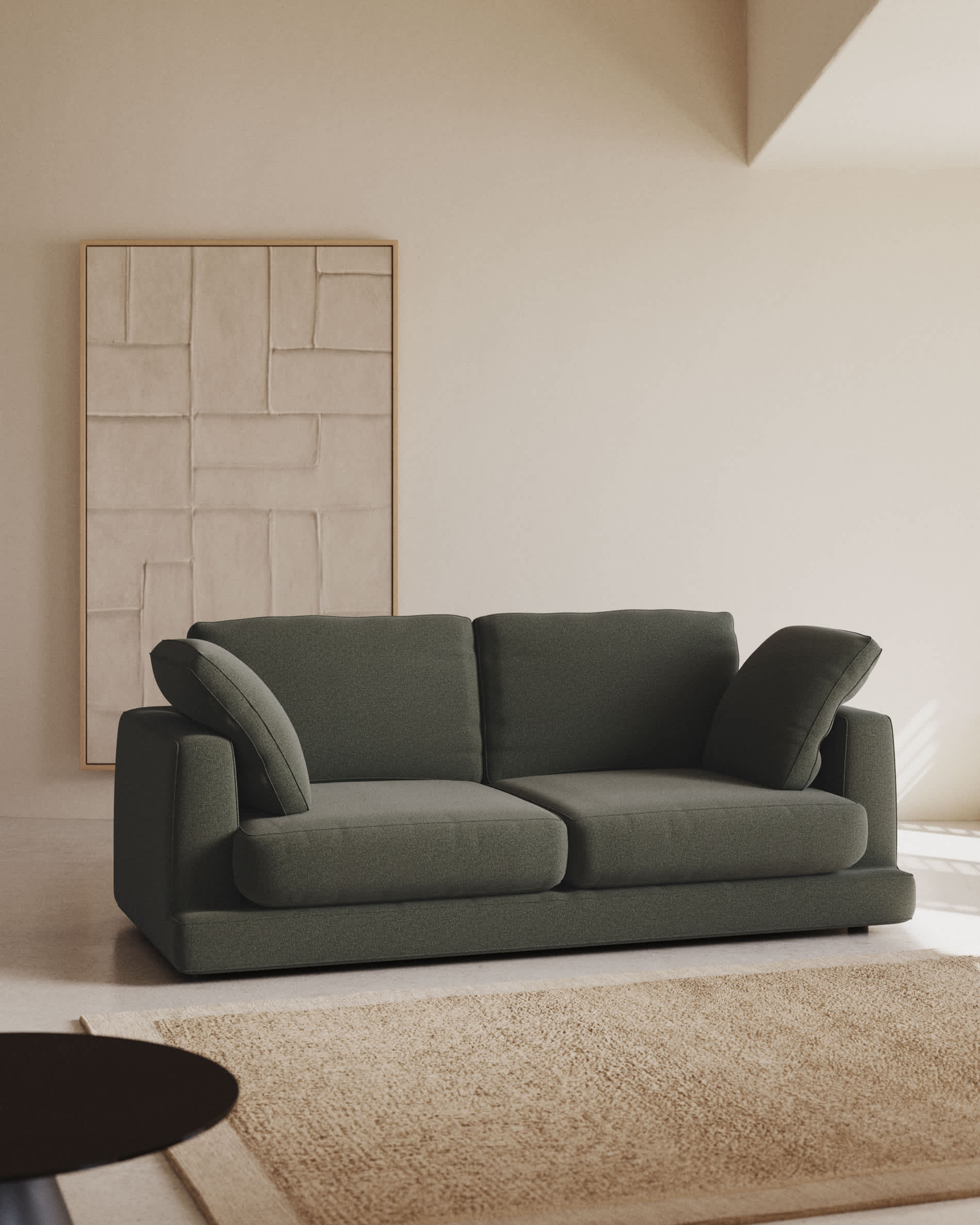 Gala 3-seater sofa in dark green chenille FSC Mix Credit 210 cm