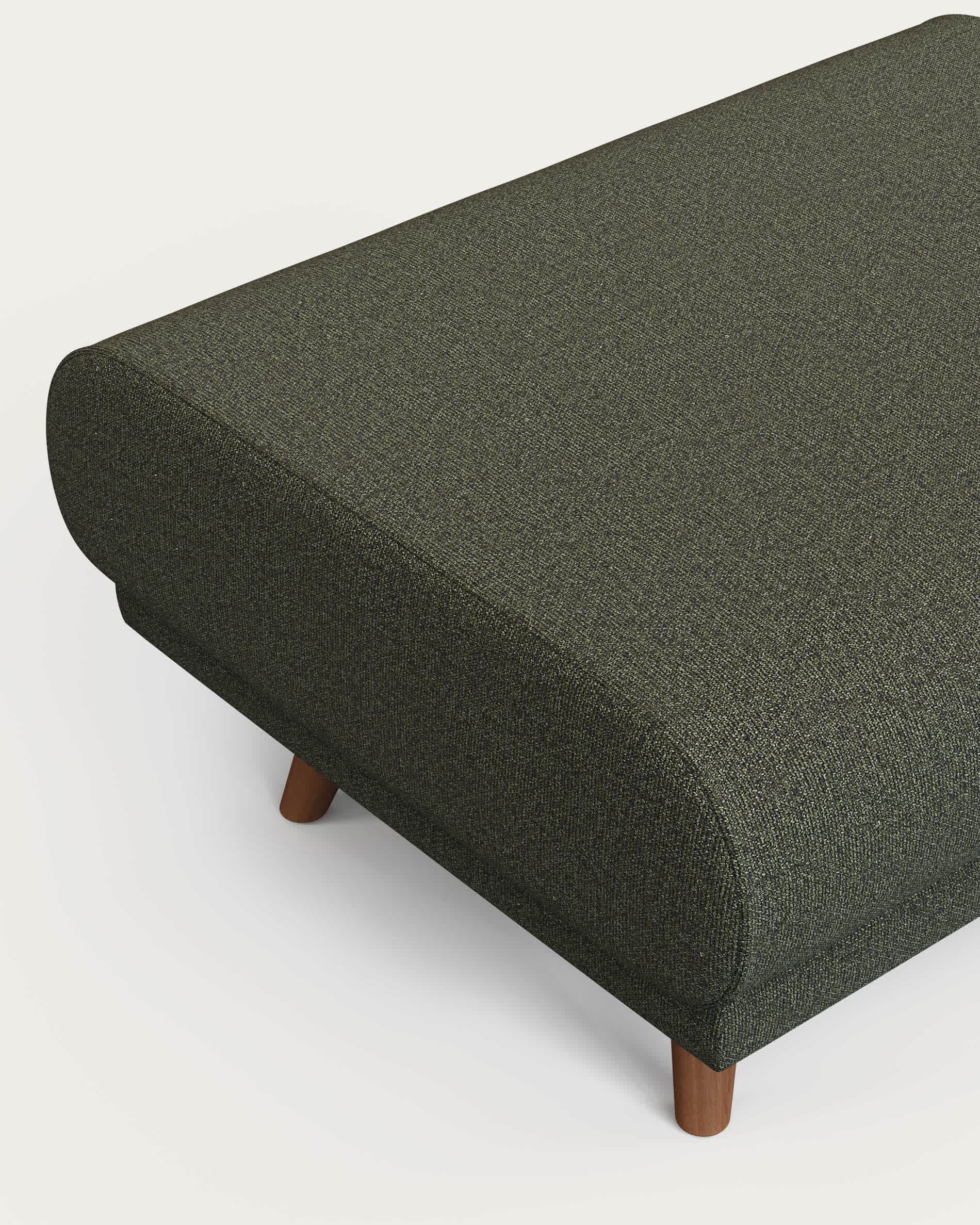 Karin footrest in dark green chenille with solid beech wood legs 90 x 70cm
