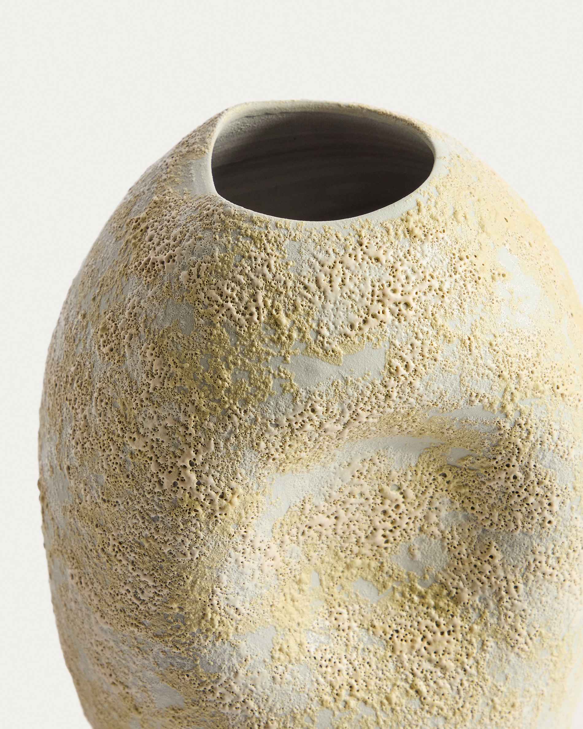 Medira ecru and yellow ceramic vase 32.5cm