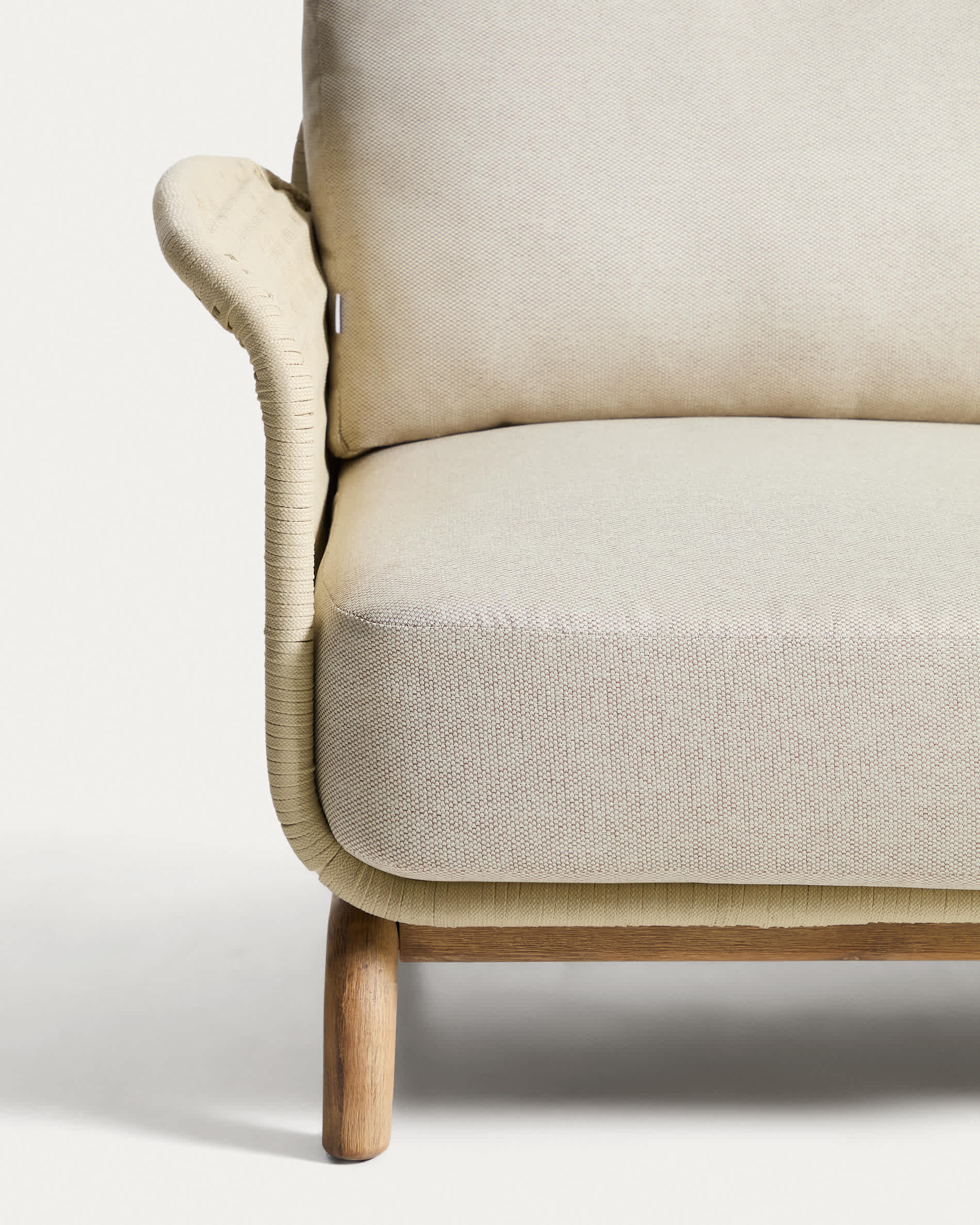 Alipa 3-seater sofa in solid acacia wood and ecru rope cord 235 cm FSC 100%