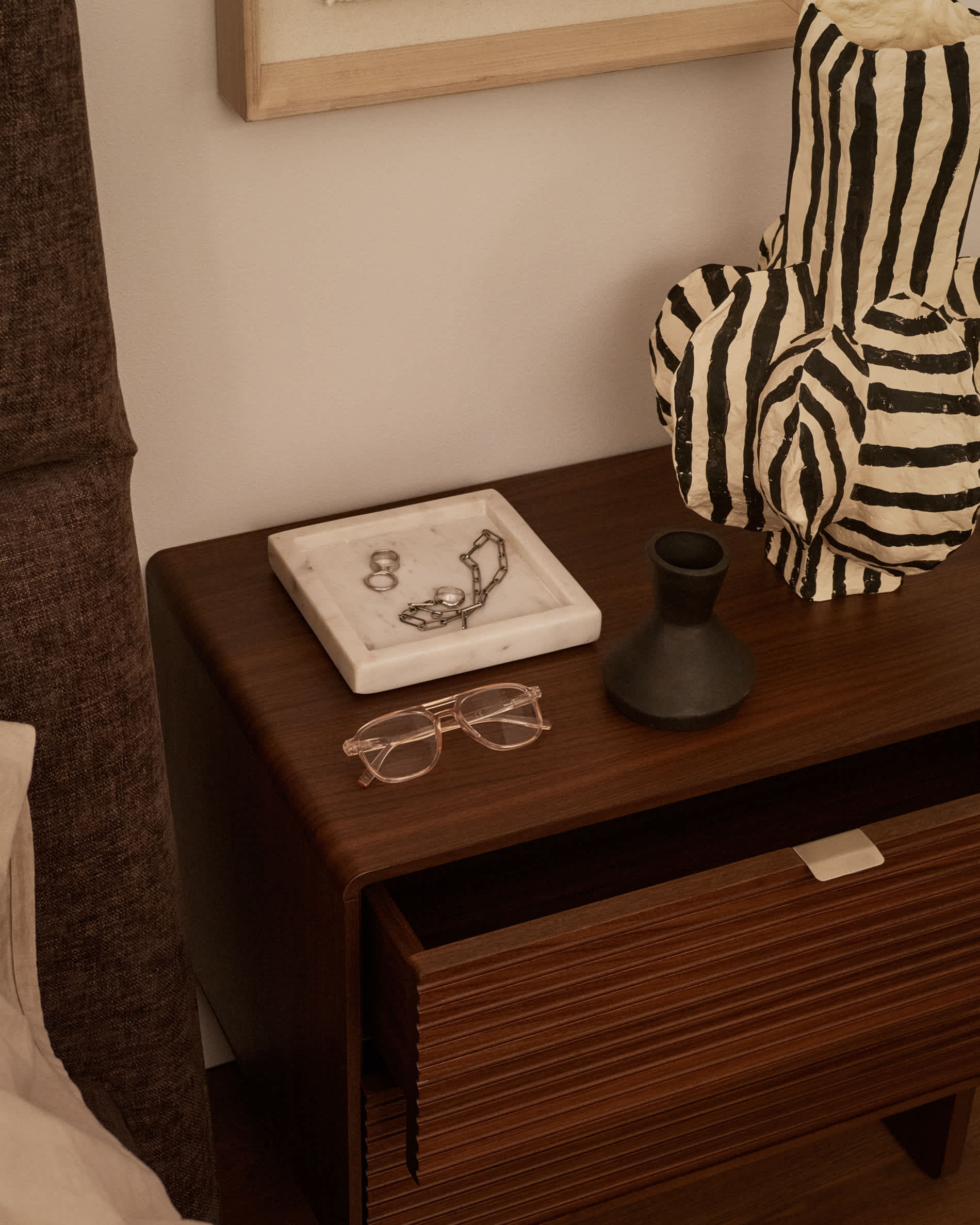 Norlen 2-drawer bedside table in walnut veneer FSC Mix Credit 60 x 52 cm