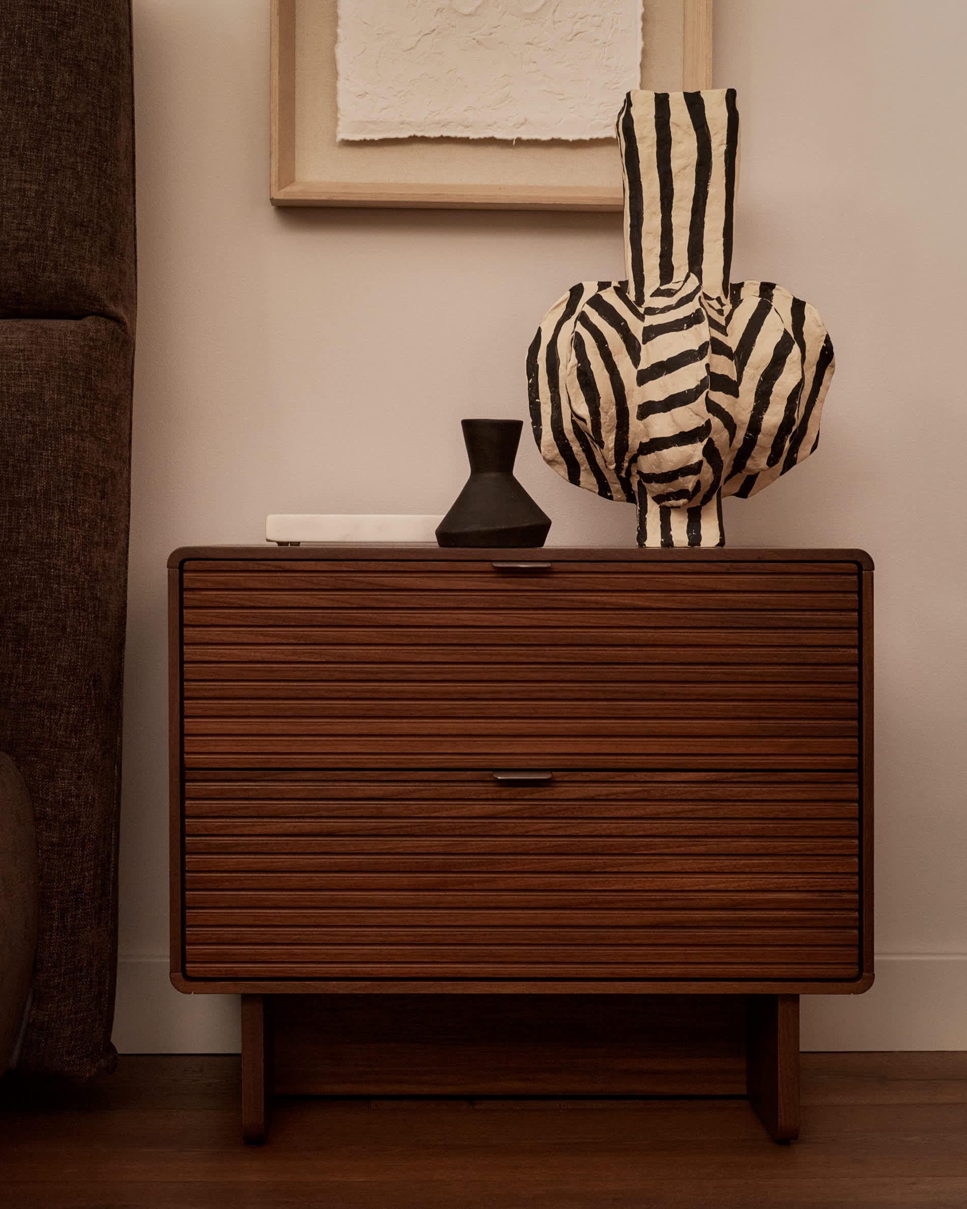 Norlen 2-drawer bedside table in walnut veneer FSC Mix Credit 60 x 52 cm