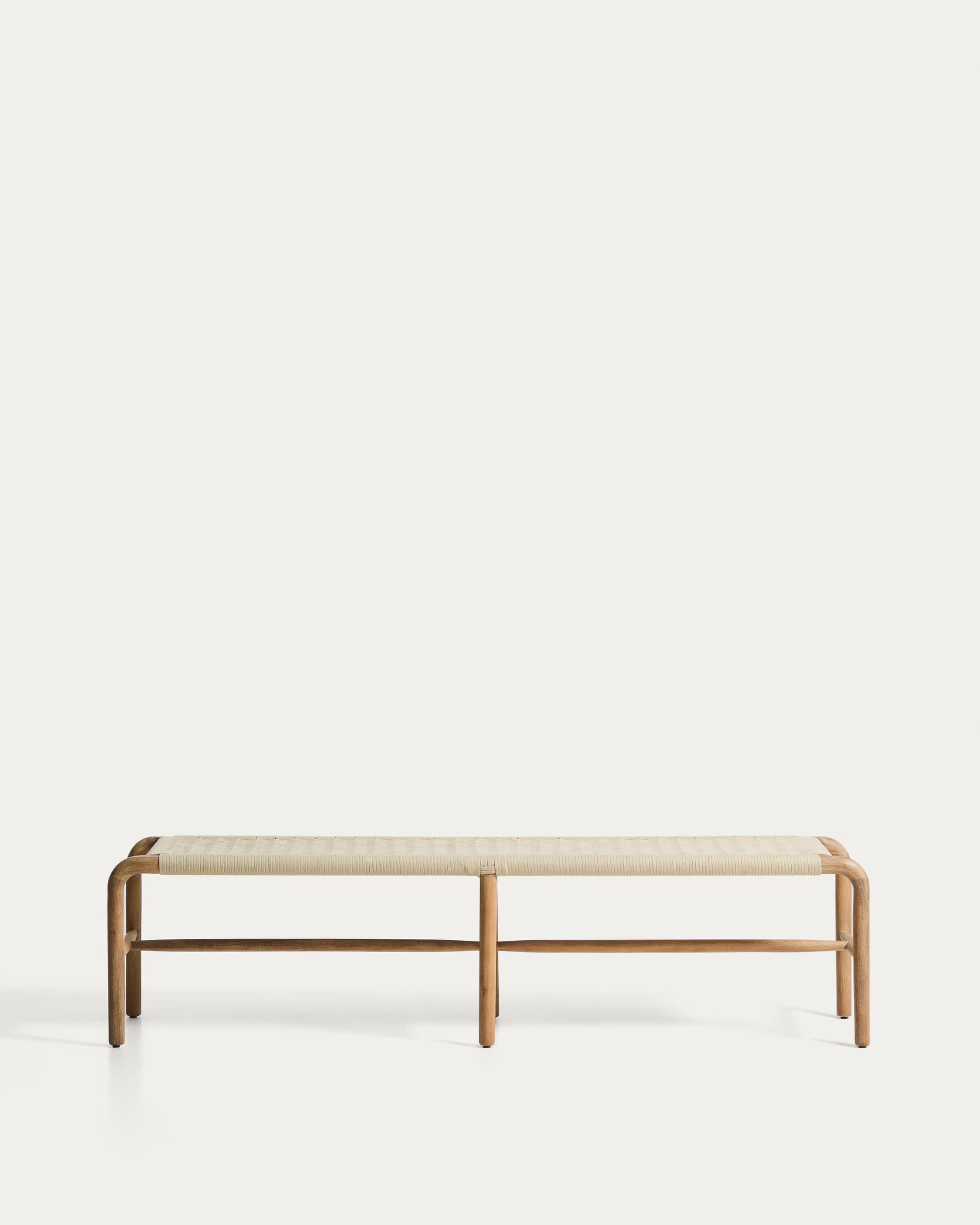 Alipa bench in FSC 100% solid acacia wood and ecru rope cord 180 cm