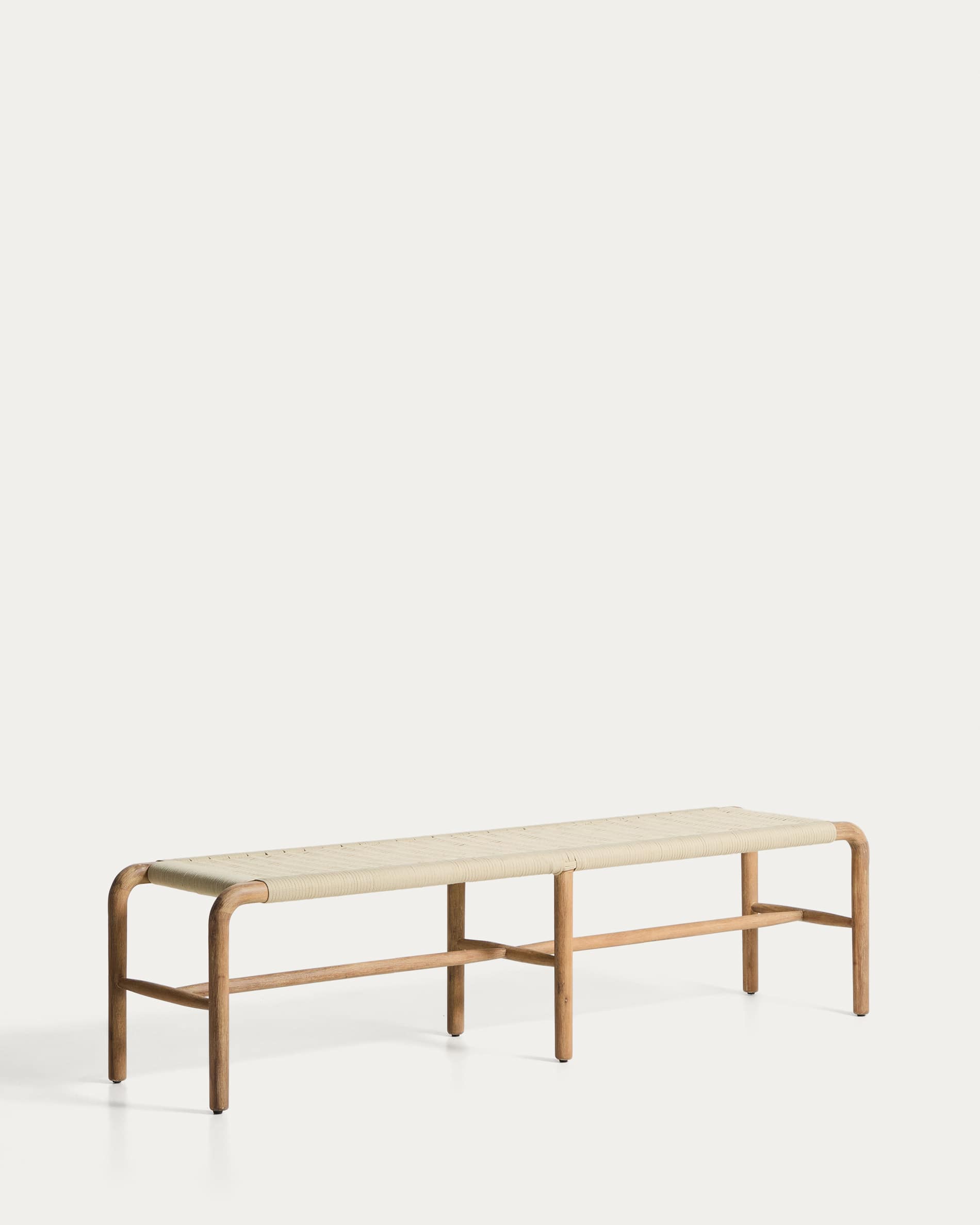 Alipa bench in FSC 100% solid acacia wood and ecru rope cord 180 cm