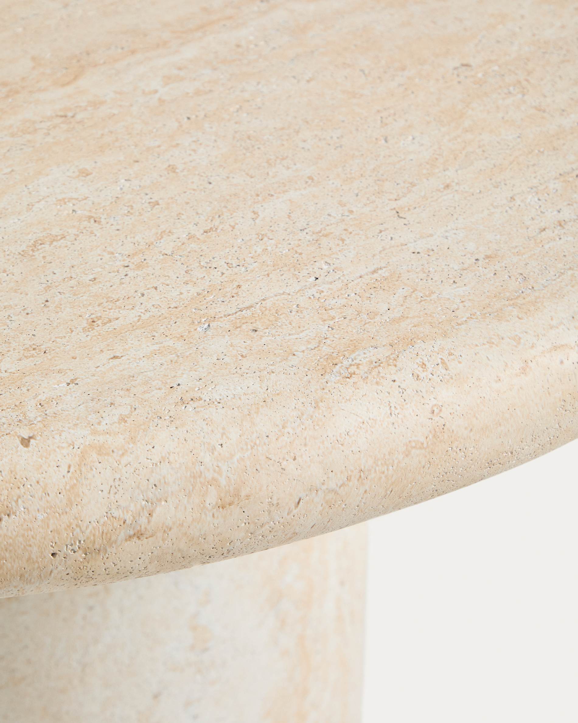 Drasi oval concrete table with travertine-effect finish 260 x 110cm