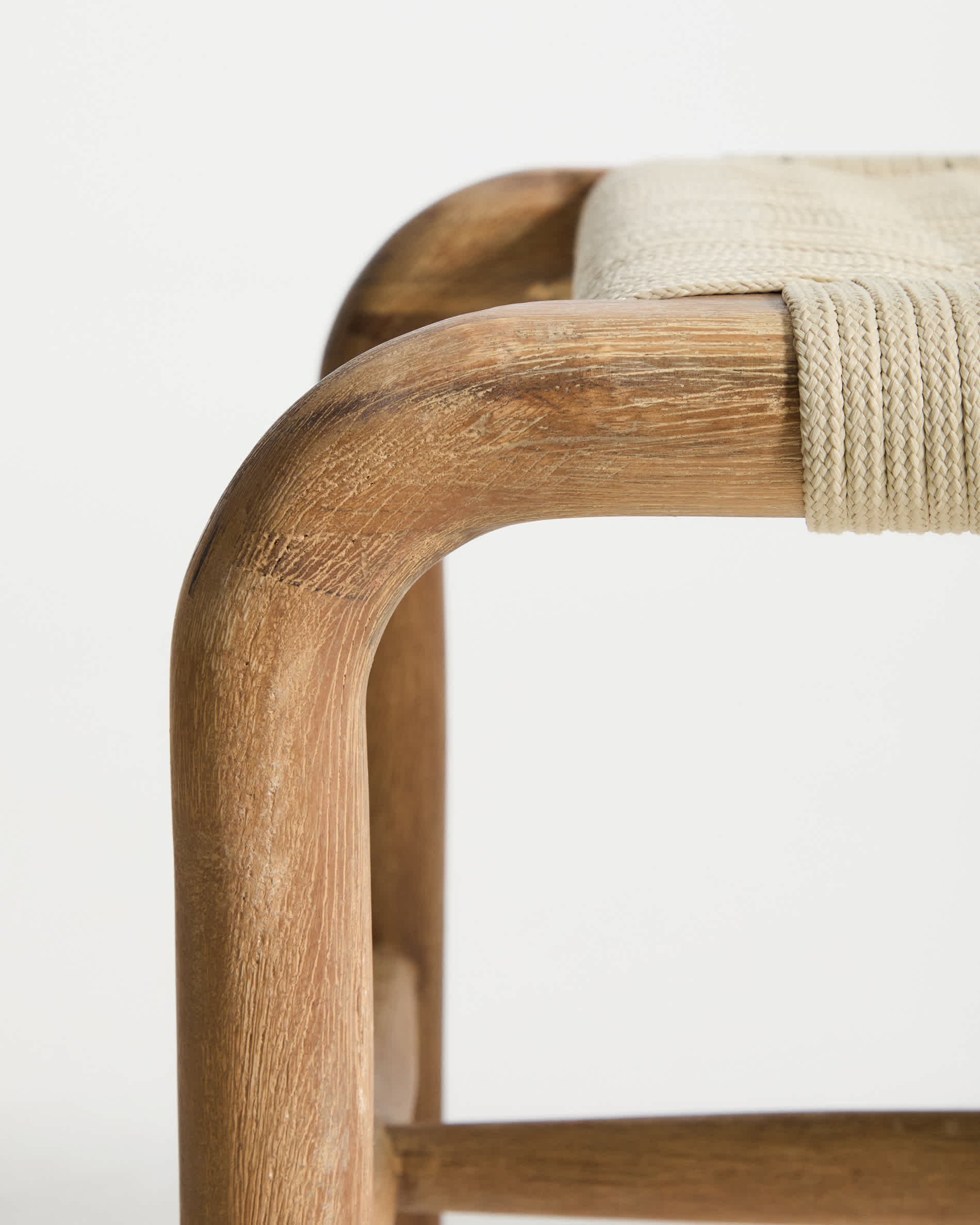 Alipa bench in FSC 100% solid acacia wood and ecru rope cord 180 cm