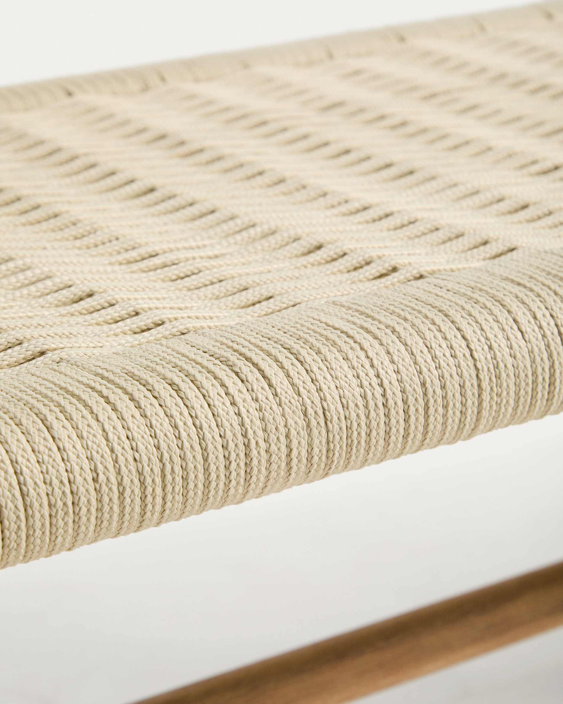 Alipa bench in FSC 100% solid acacia wood and ecru rope cord 180 cm