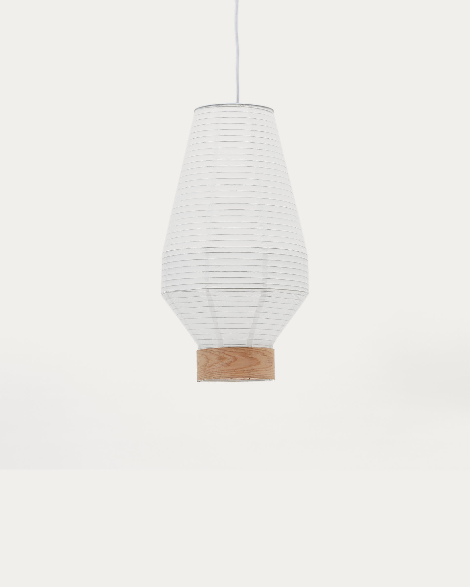 Hila ceiling lamp screen in white paper with natural wood veneer Ø 30 cm