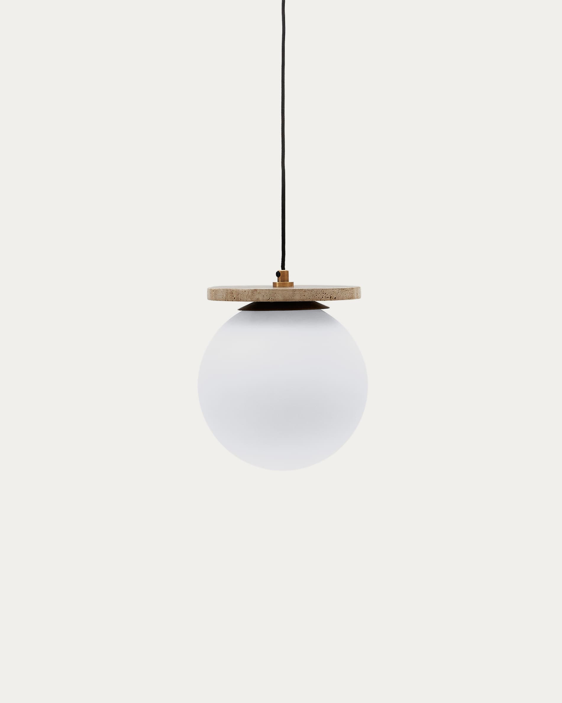 Malachi ceiling lamp with glazed glass and travertine stone