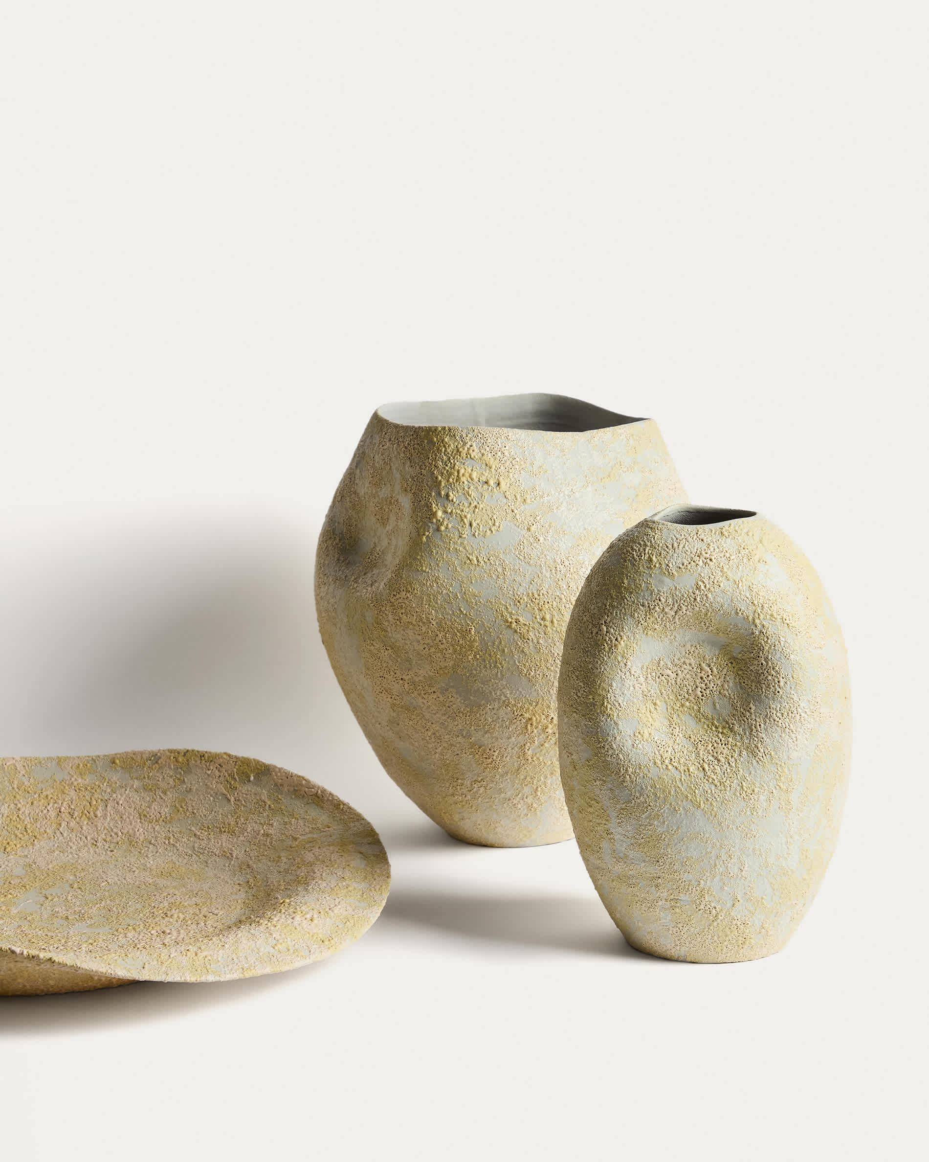 Medira ecru and yellow ceramic vase 32.5cm