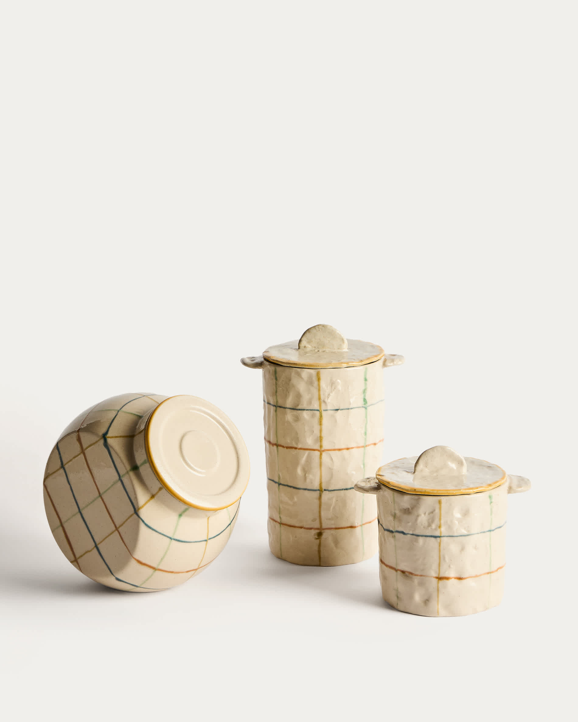 Belor ceramic pot with multicoloured lines 22cm