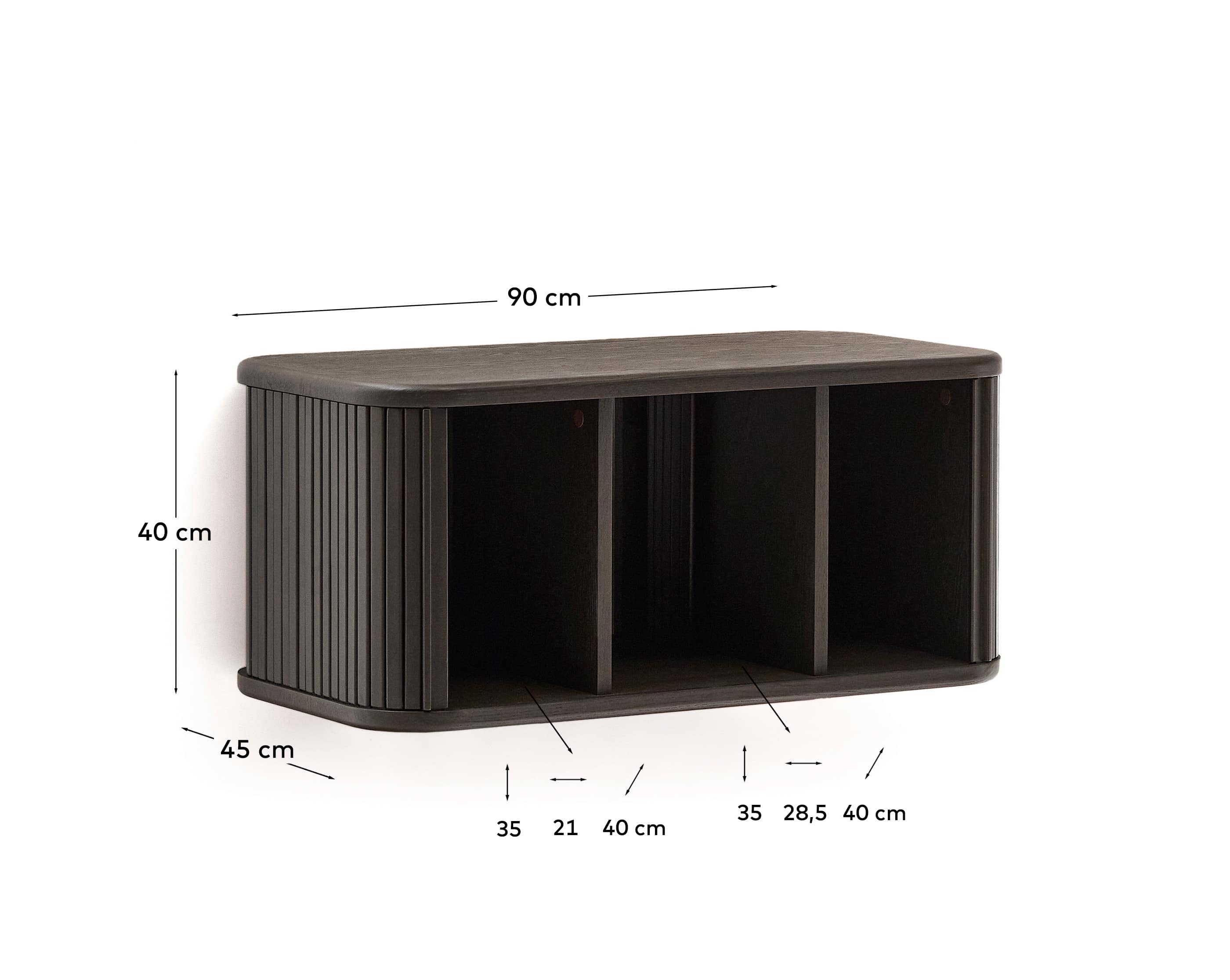 Mailen bathroom cupboard in ash veneer in a dark finish, 90 x 45 cm