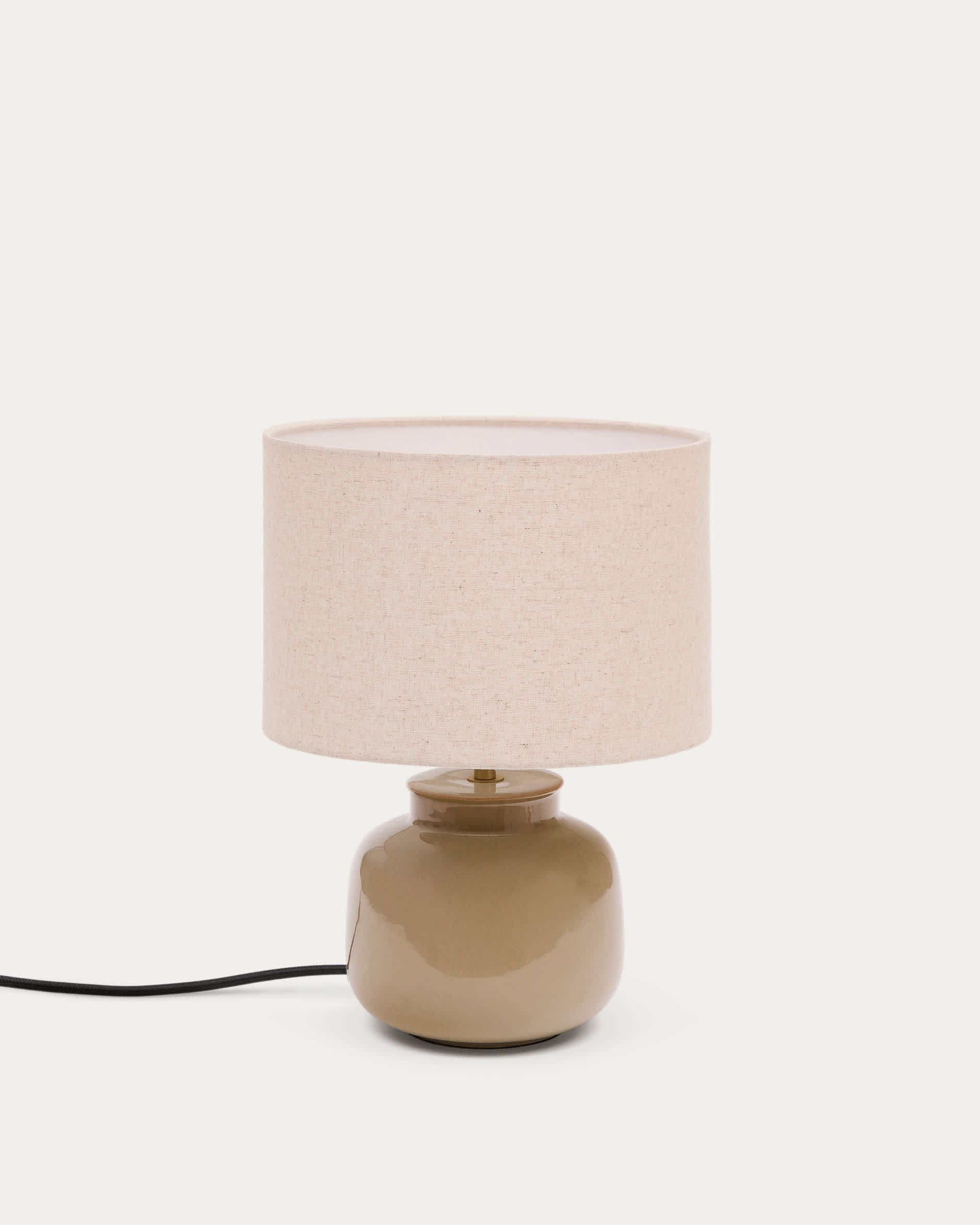 BRUBAKER Lampada Da Tavolo In Ceramica 28,5 Cm - Base Texture Marrone/Beige, Paralume In Lino - 4