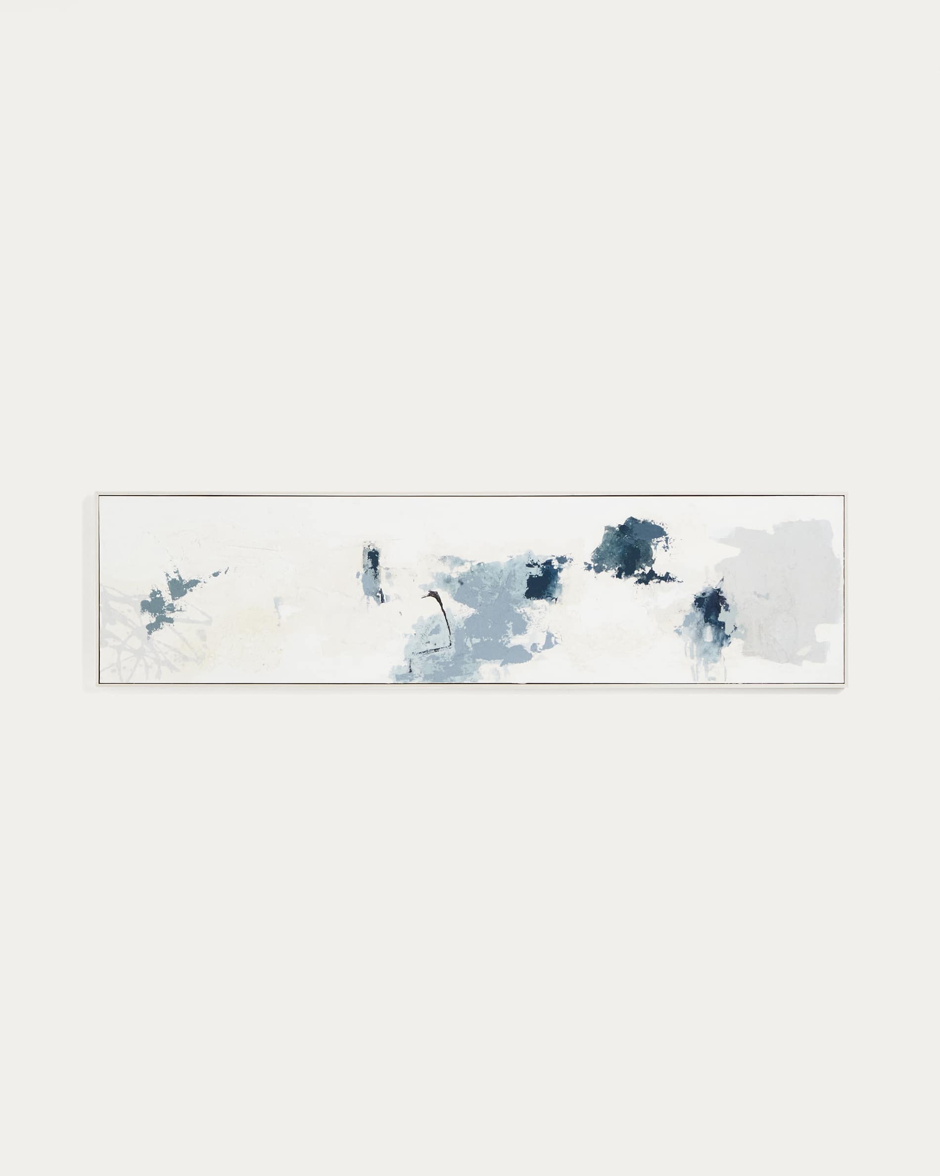 Erale grey and blue hand-painted abstract picture 47 x 182cm