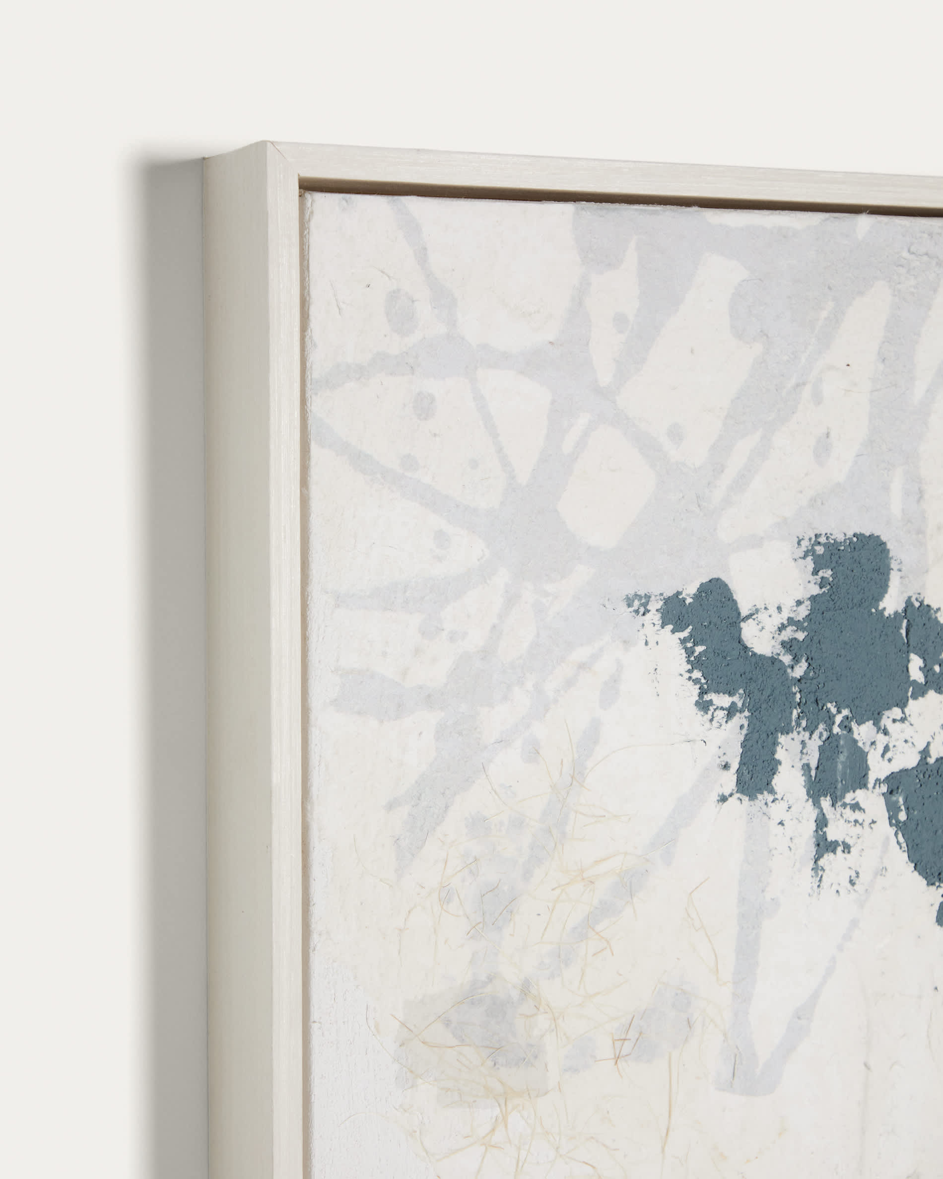 Erale grey and blue hand-painted abstract picture 47 x 182cm