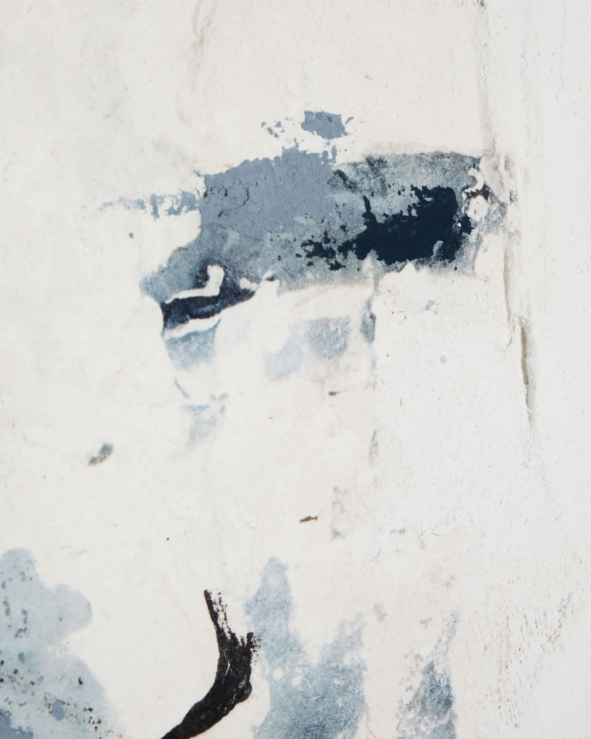 Erale grey and blue hand-painted abstract picture 47 x 182cm