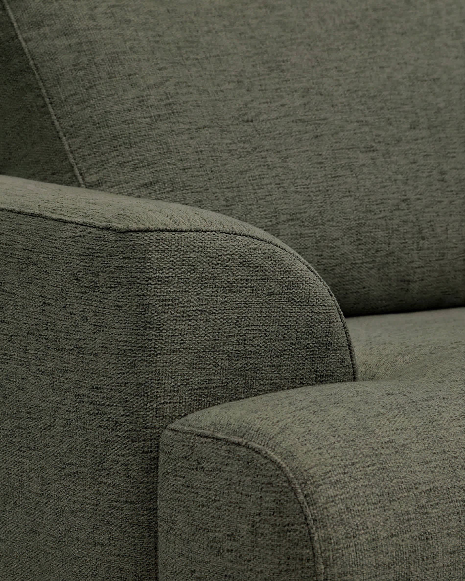 Karin 2-seater sofa in dark green chenille with solid beech wood legs in walnut-tone finish 211 cm