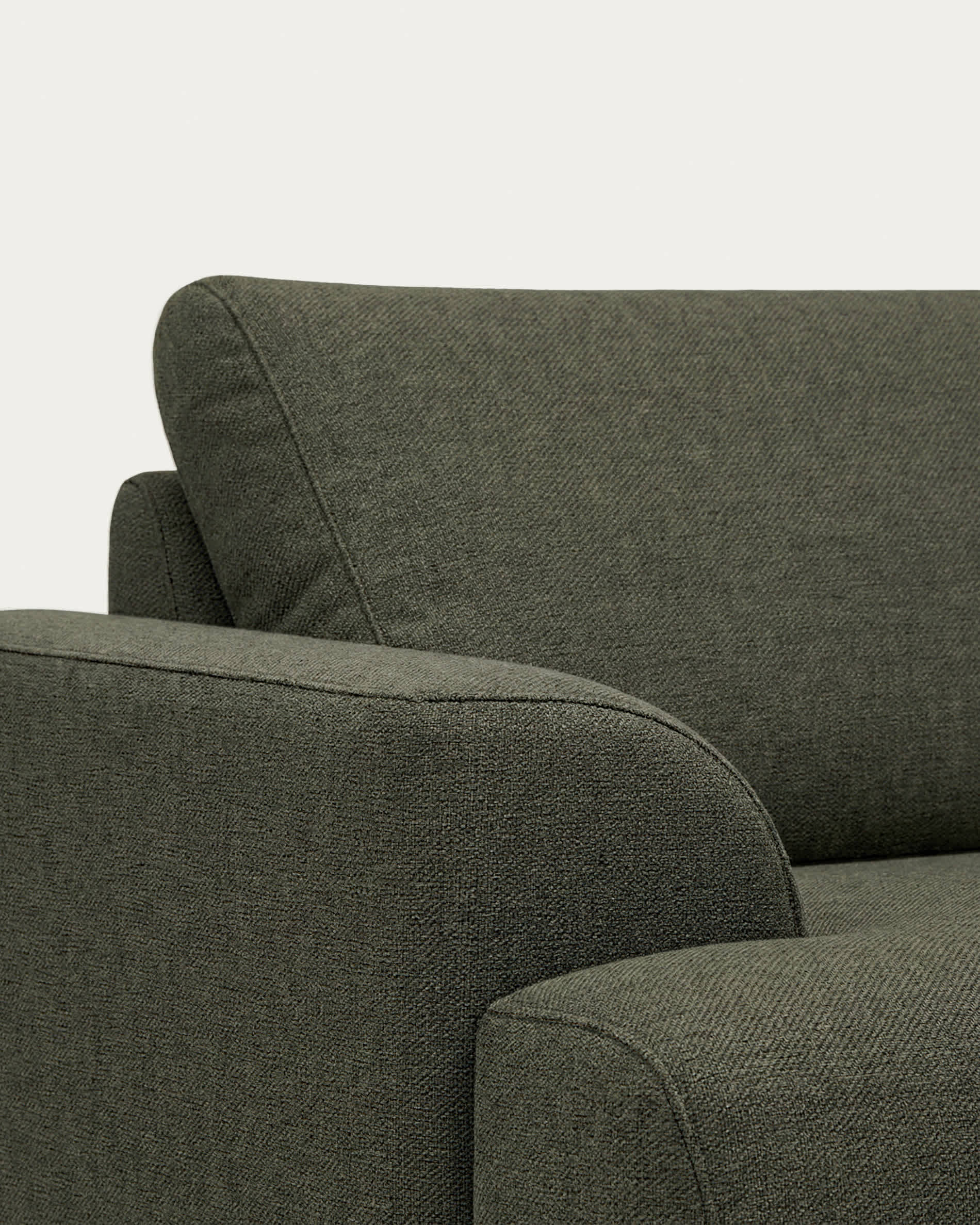 Karin 3-seater sofa in dark green chenille with solid beech wood legs in natural colour finish 231 cm