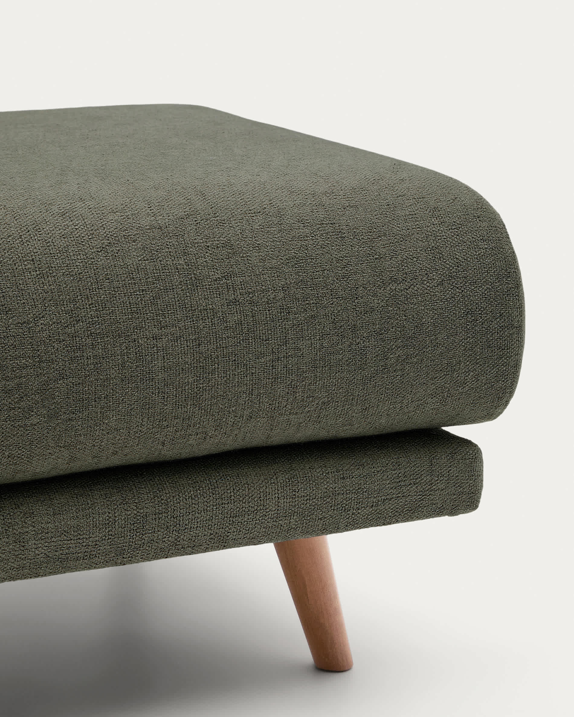 Karin footrest in dark green chenille with solid beech wood legs 90 x 70cm