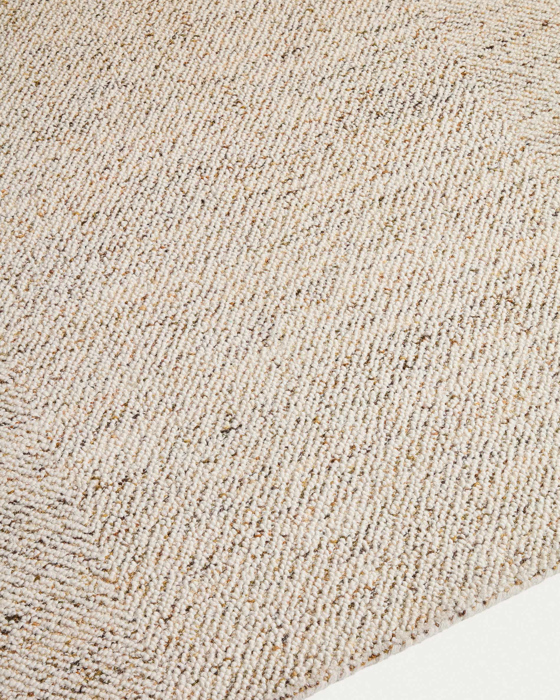 Lenuo ecru wool and cotton jacquard rug 200 x 300cm