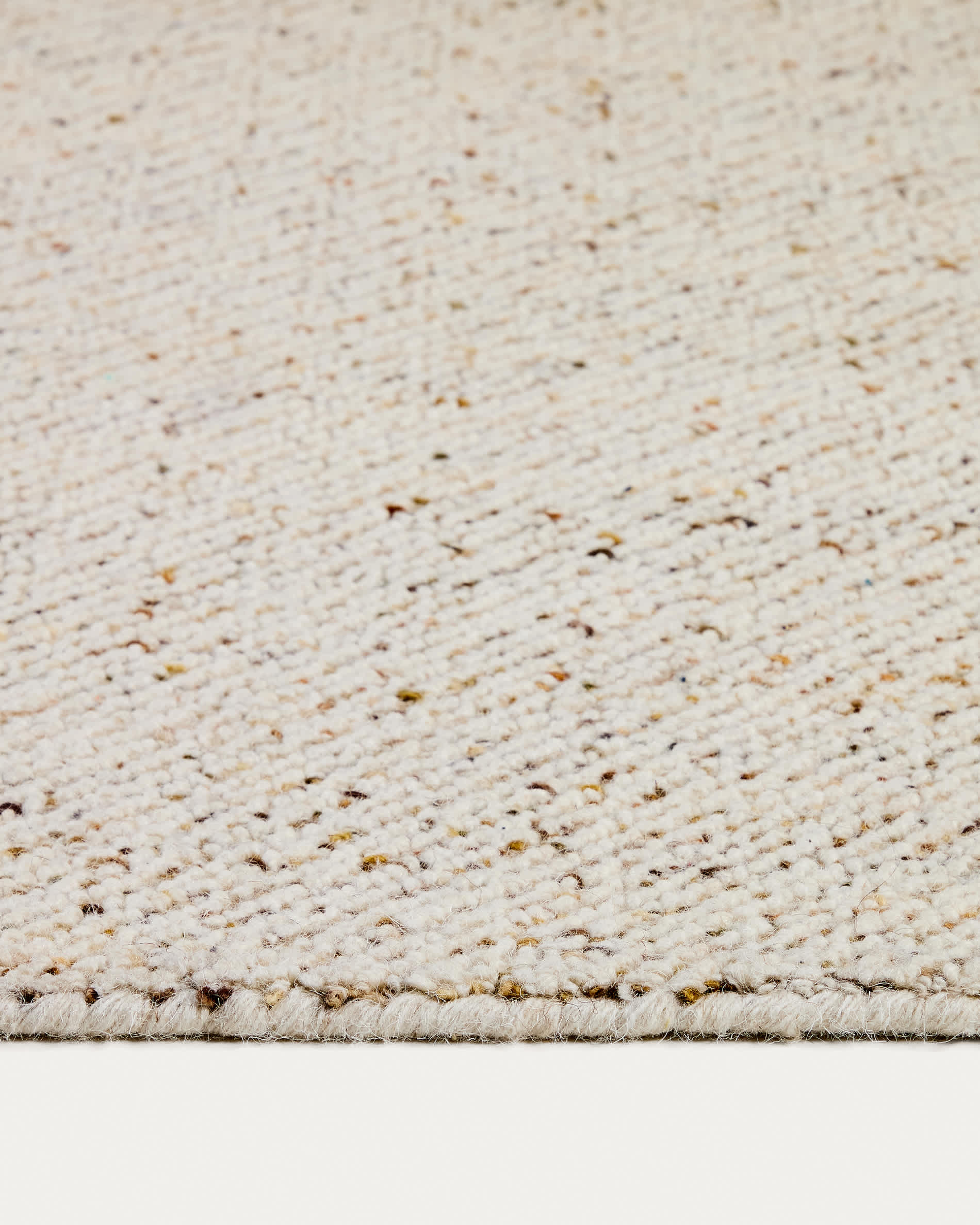 Lenuo ecru wool and cotton jacquard rug 160 x 230cm
