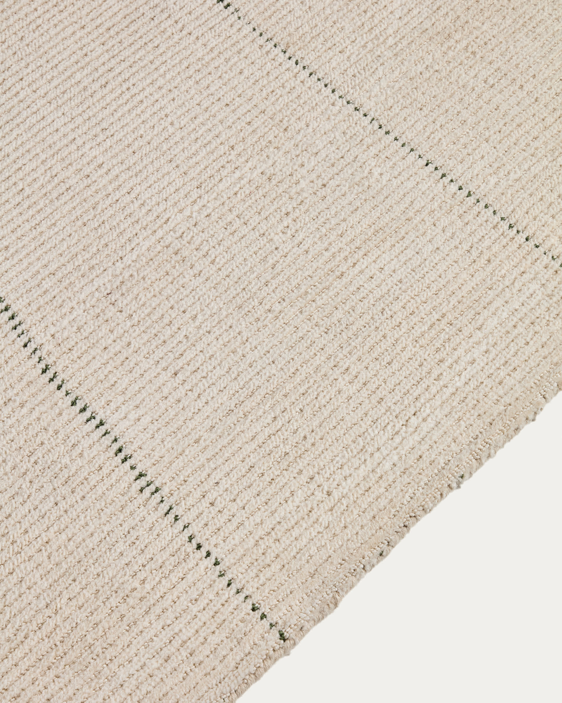 Lisdan ecru synthetic fibre rug with green graphic detail 160 x 230cm