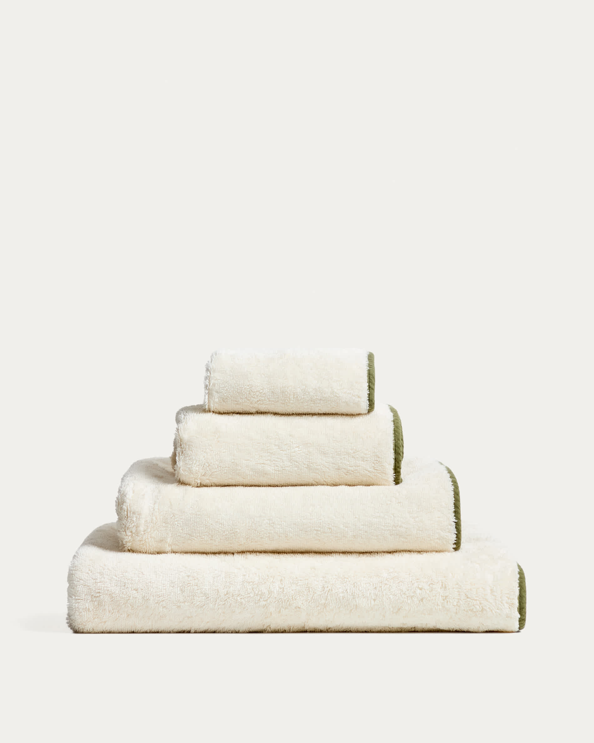 Sedora 100% cotton hand towel with green contrast detail 30 x 50cm