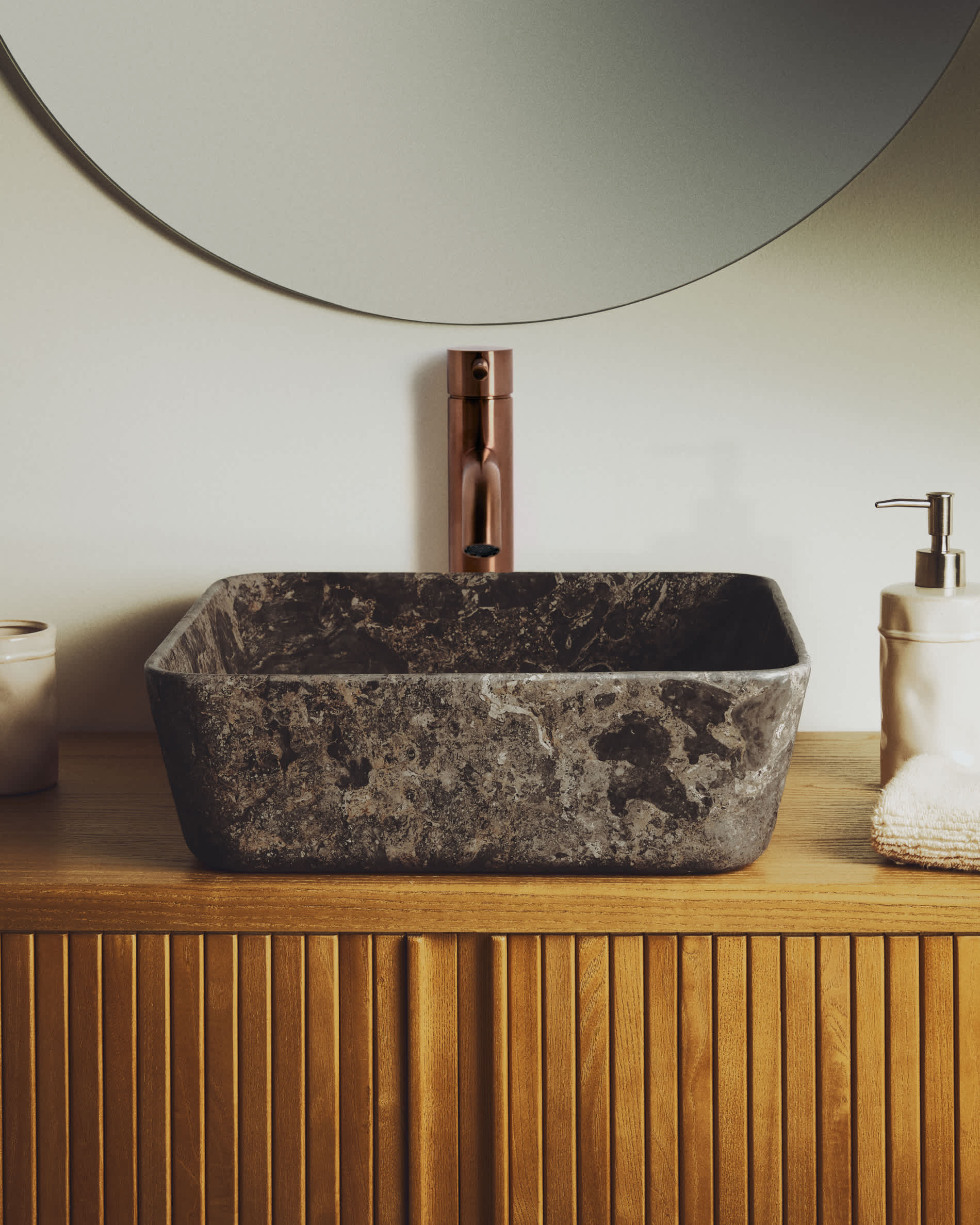 Darnen grey marble countertop washbasin 35 x 35cm