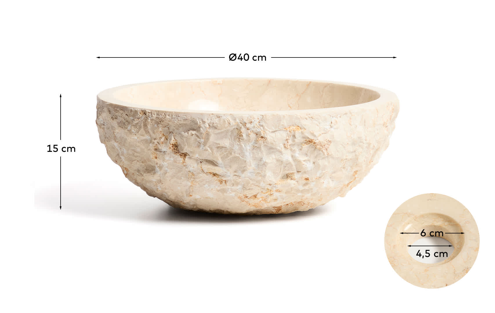 Orvane beige marble countertop washbasin Ø 35cm