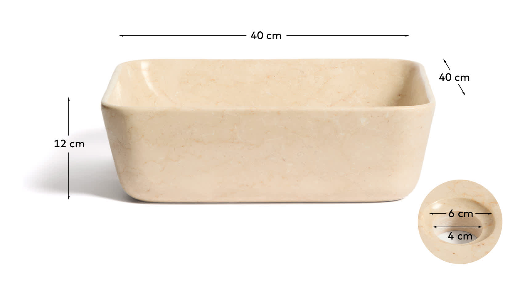 Darnen beige marble countertop washbasin 35 x 35cm