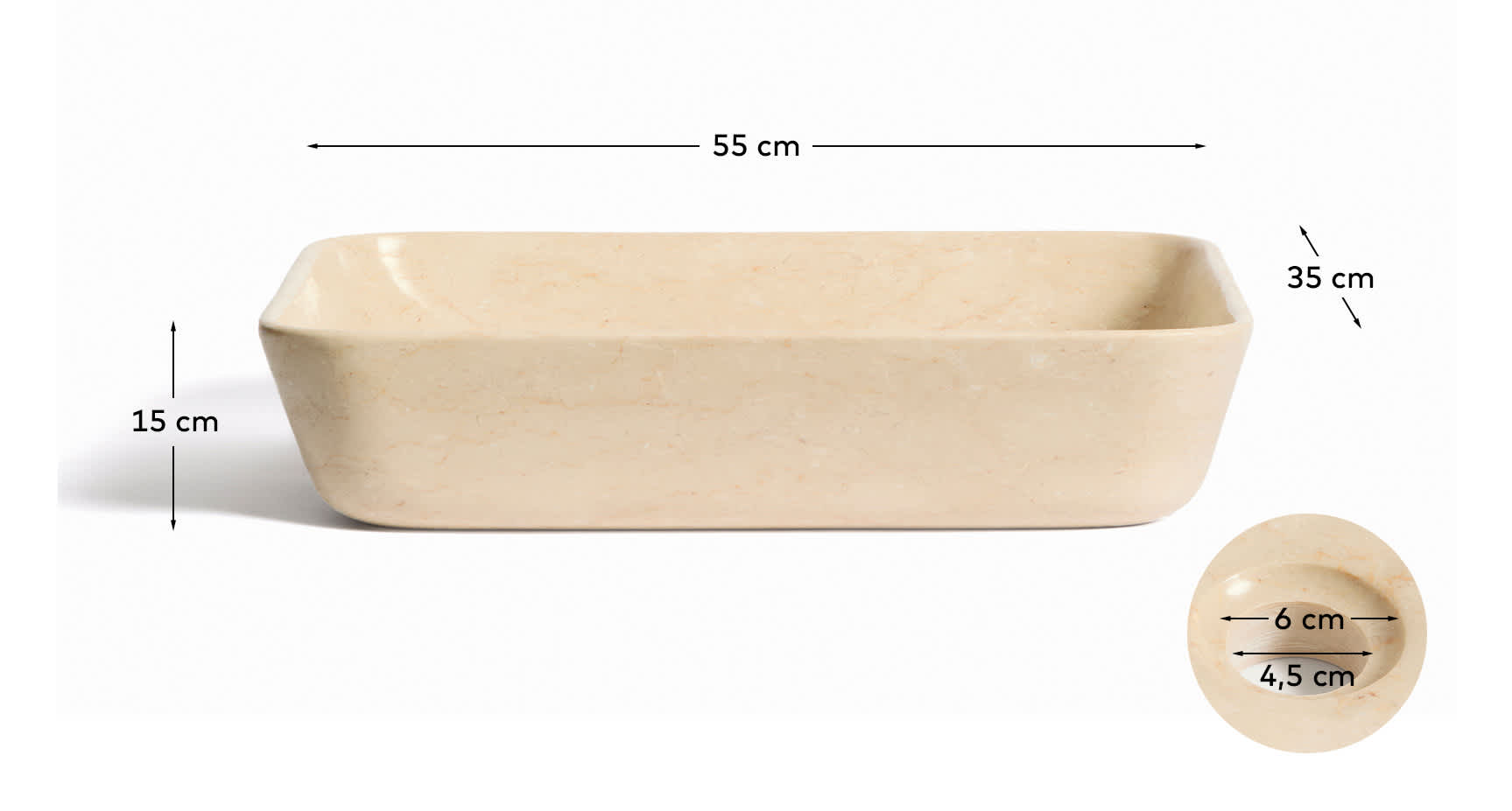 Darnen beige marble countertop washbasin 55 x 35cm
