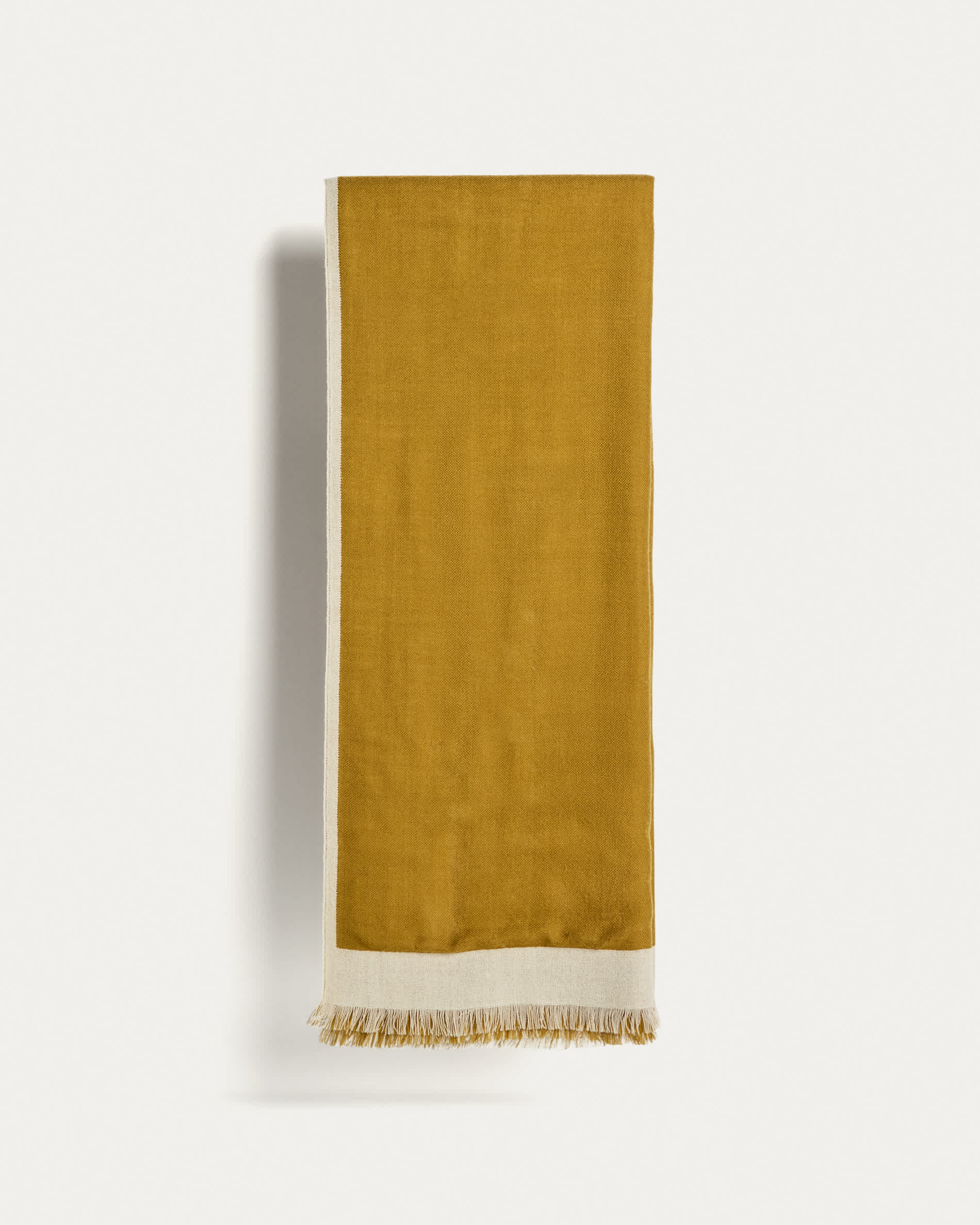 Orlet reversible wool blanket in mustard and beige 130 x 170 cm