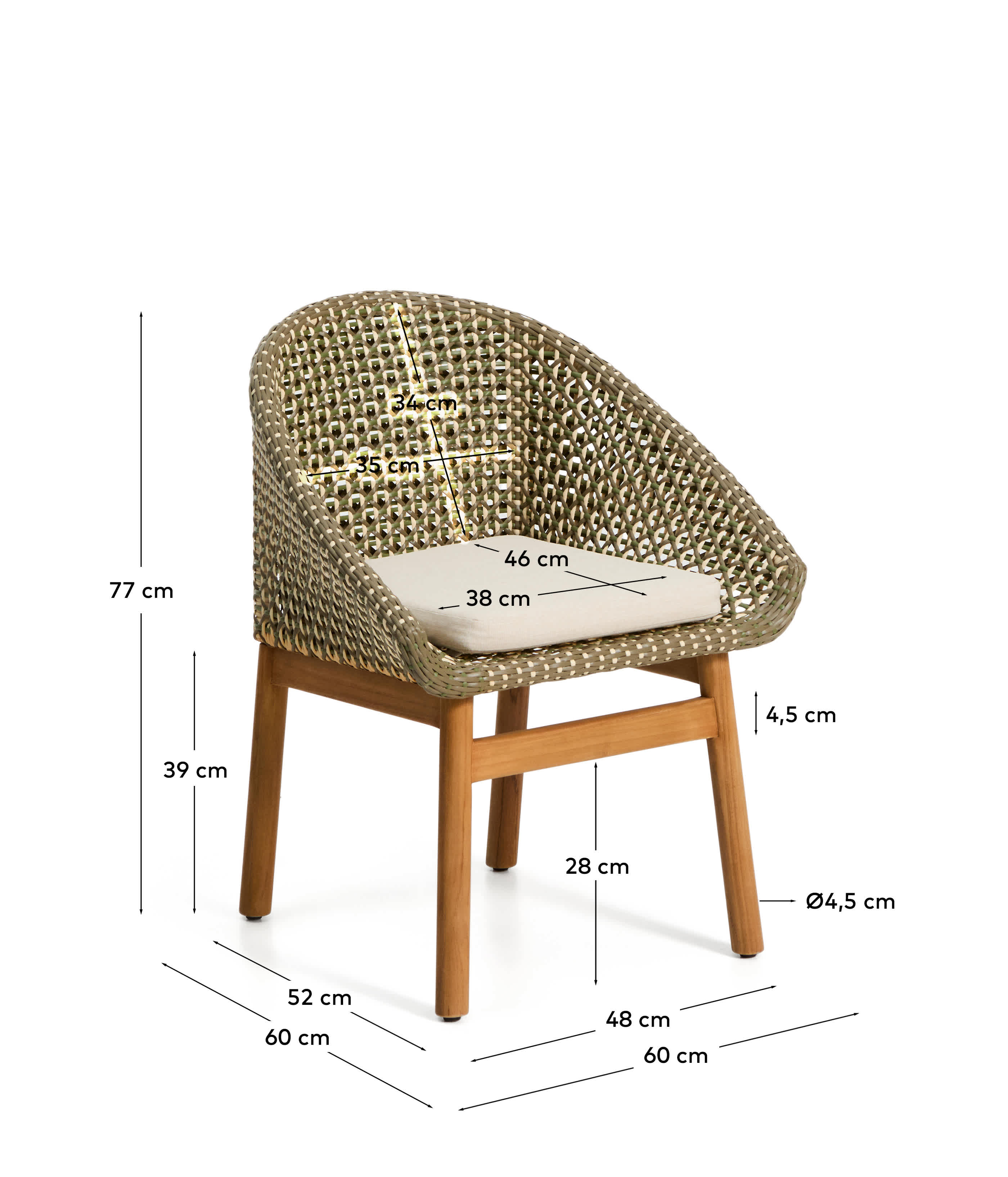 Olbia chair in synthetic rattan and FSC 100% solid teak wood