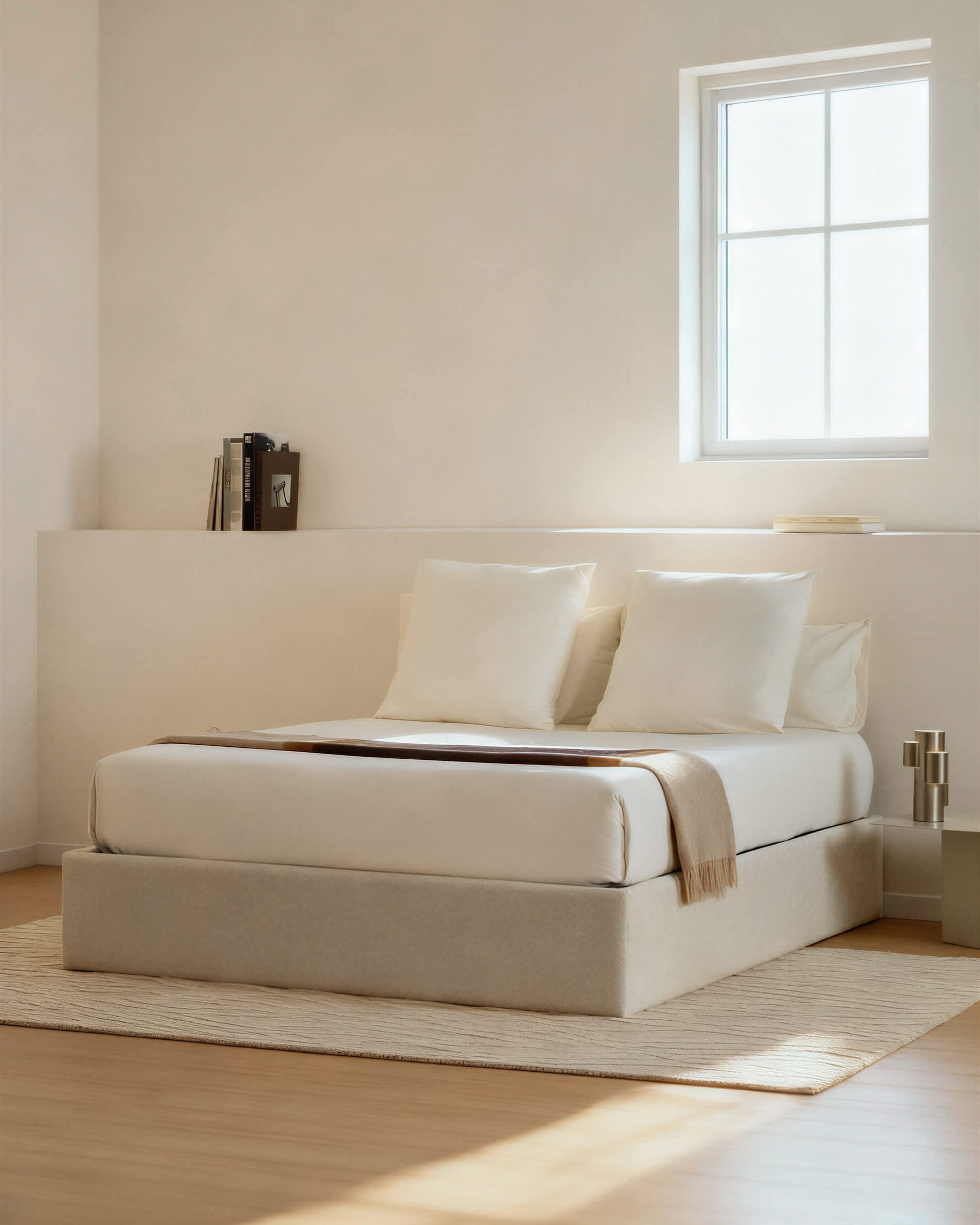 Nelzi ecru chenille ottoman bed base with removable cover for 180 x 200cm mattress FSC 100%